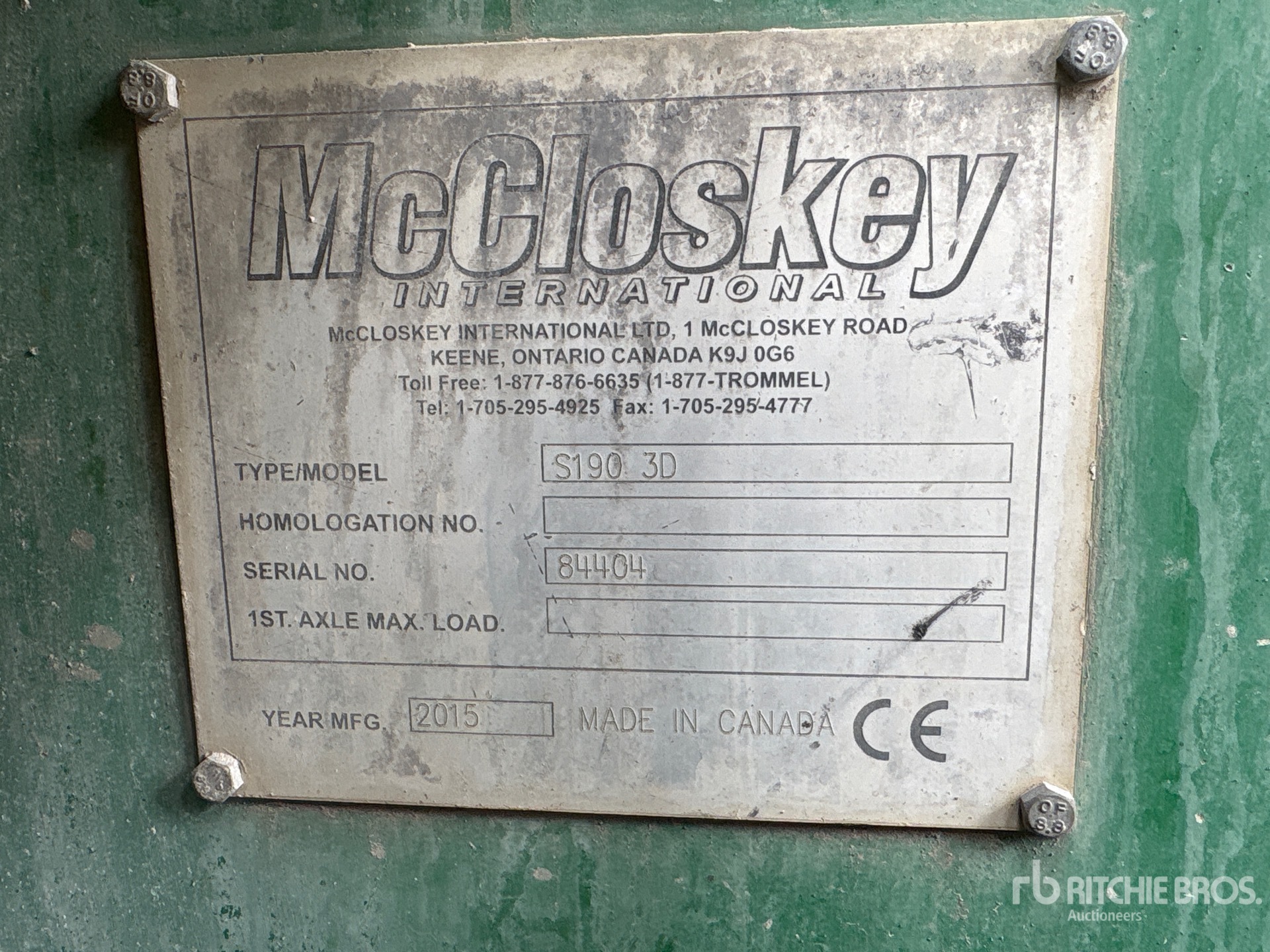2015 Mccloskey S1903DT