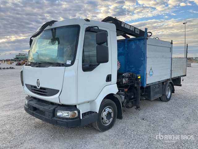 2008 Renault MIDLUM 190.10 Flatbed Truck with Crane