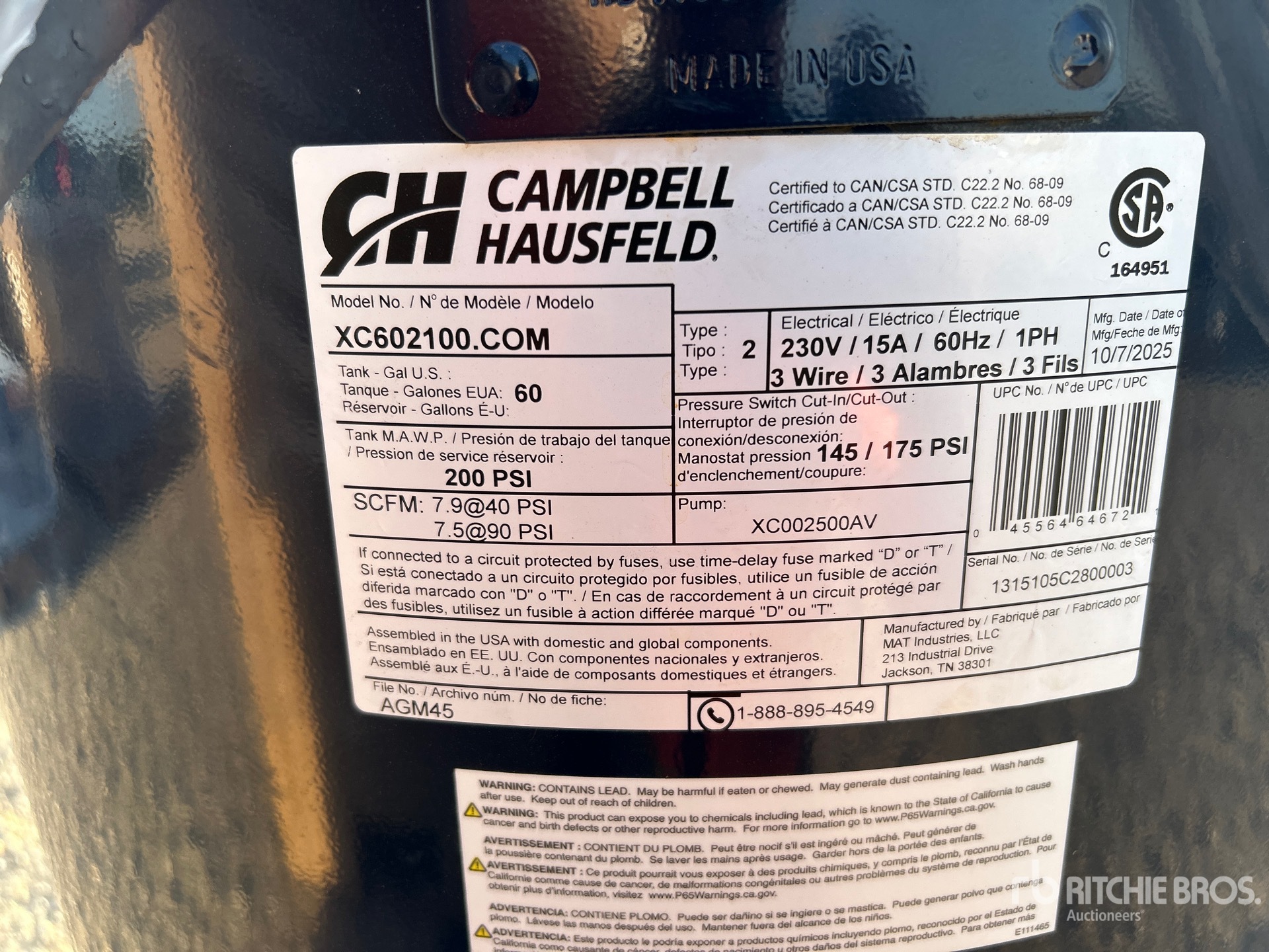 Campbell Hausfeld 60 GAL
