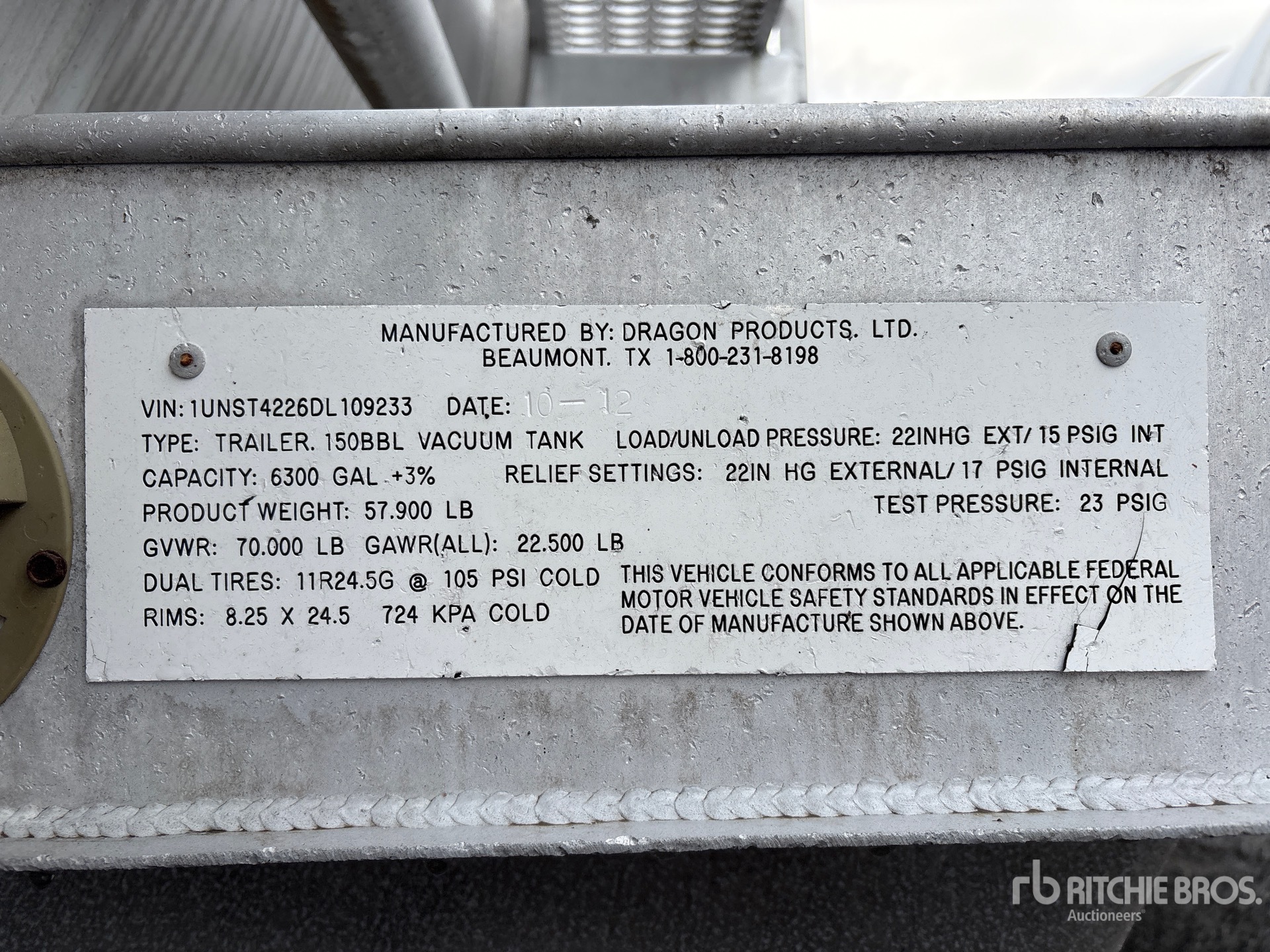2013 Dragon 150 bbl T/A