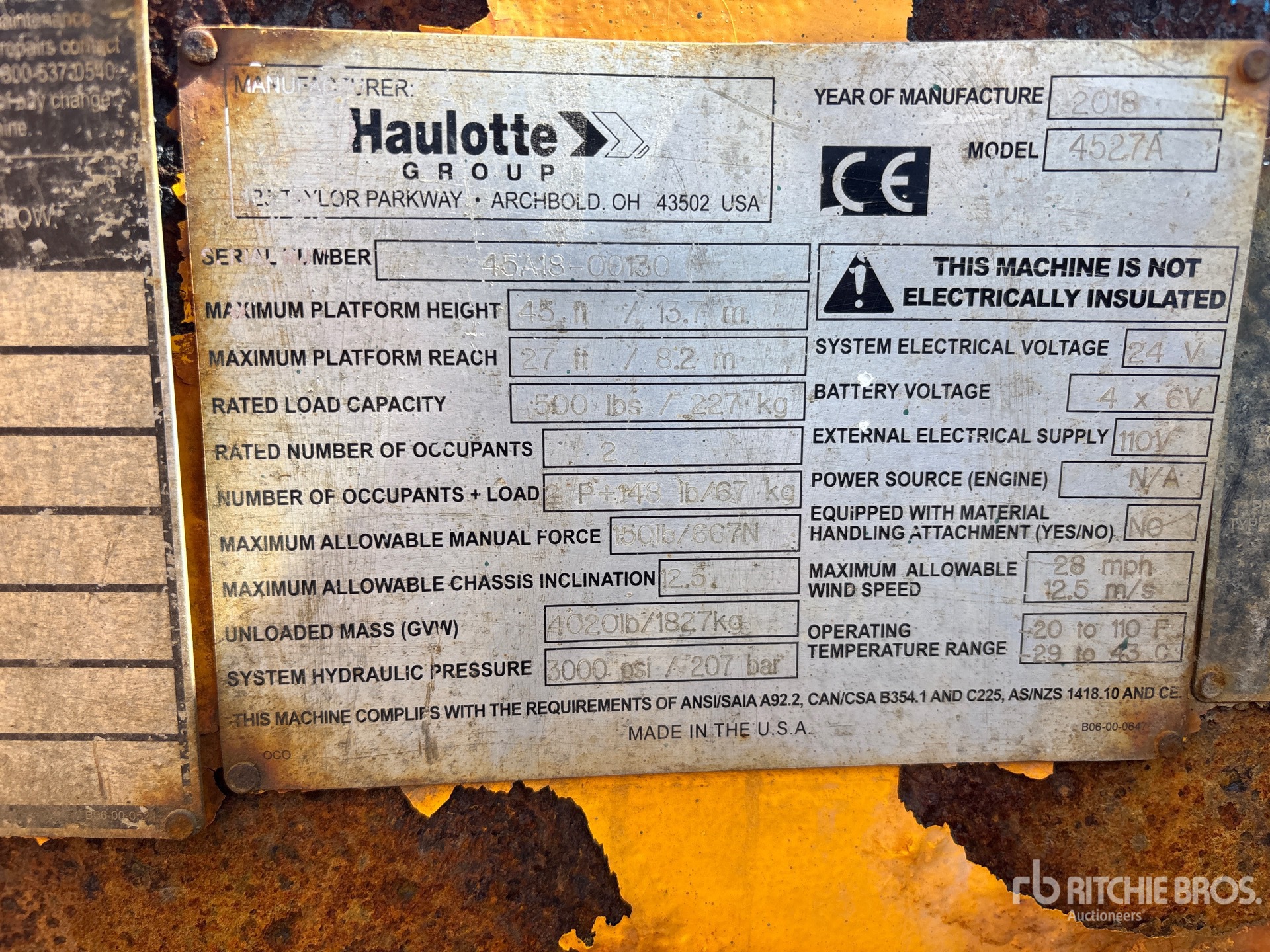 2018 Haulotte 4527A