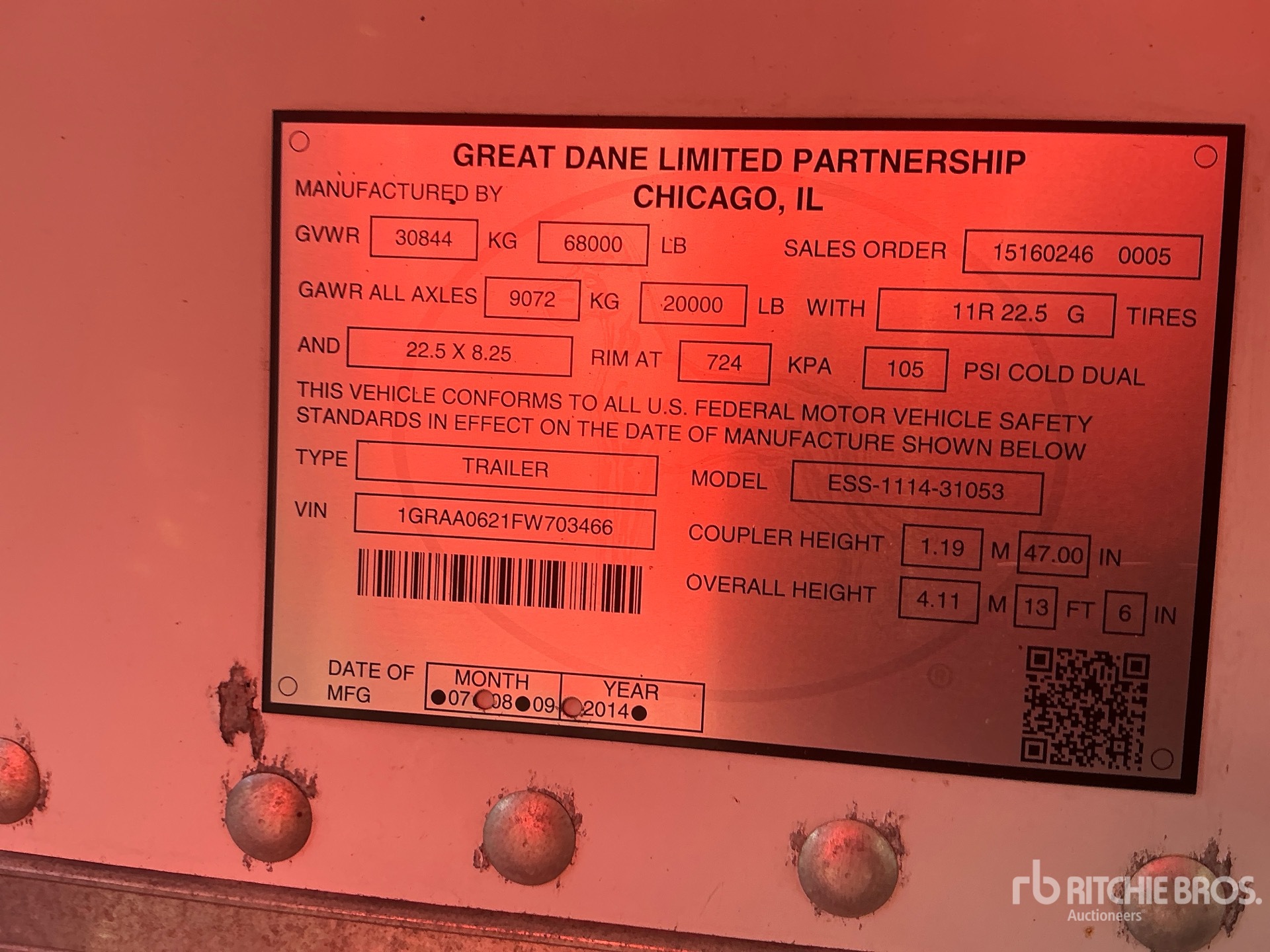 2015 Great Dane ESS-1114-31053