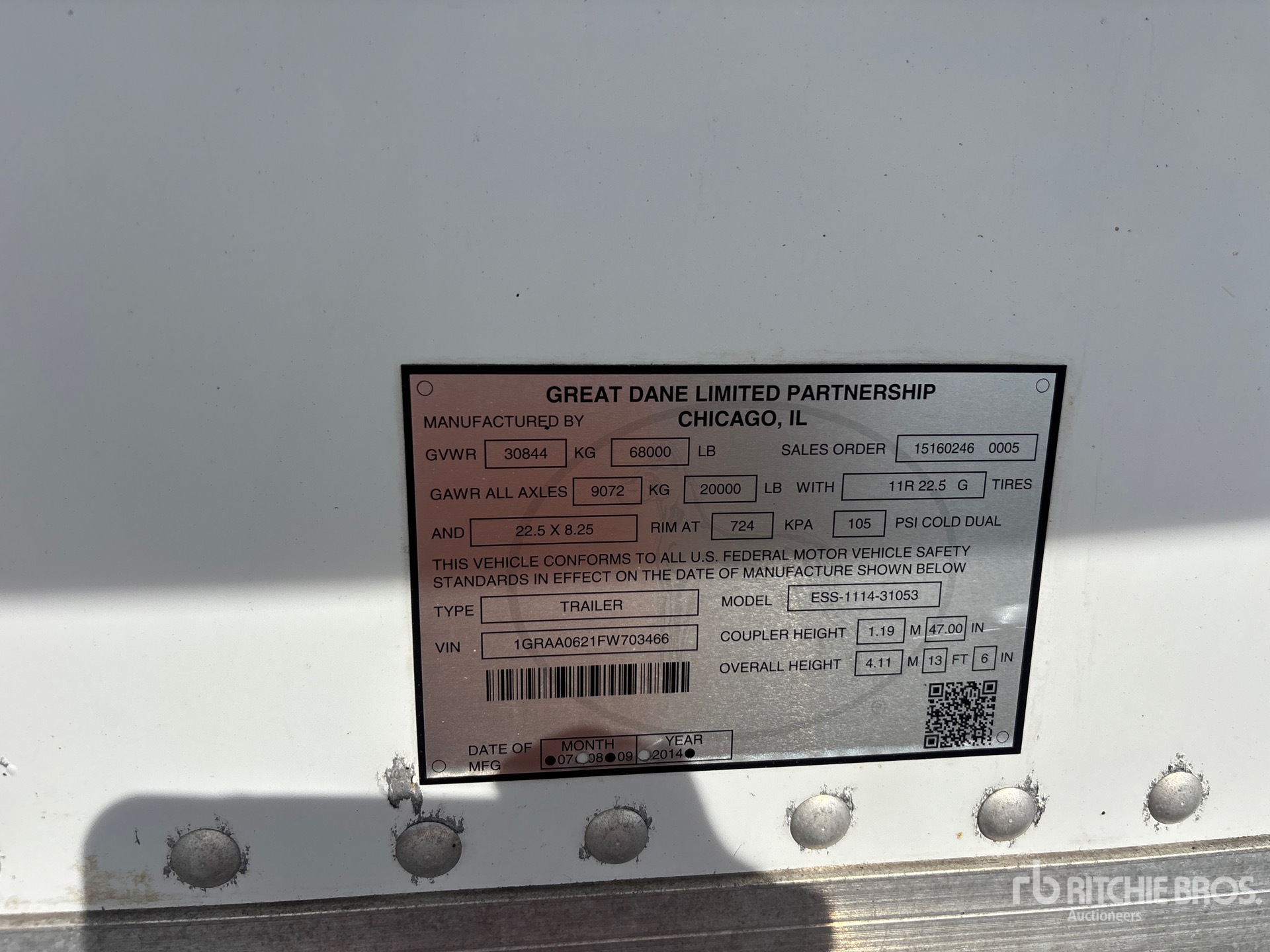 2015 Great Dane ESS-1114-31053