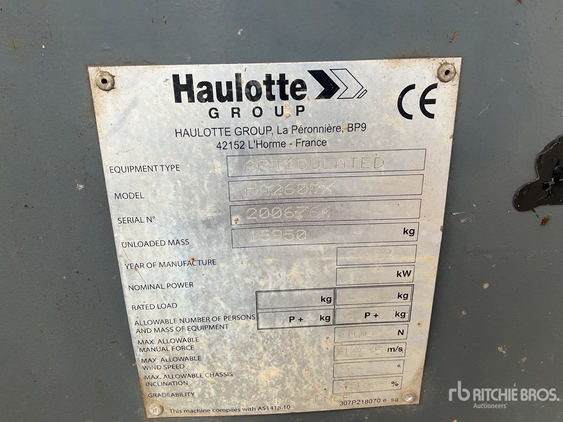 2016 Haulotte HA260PX