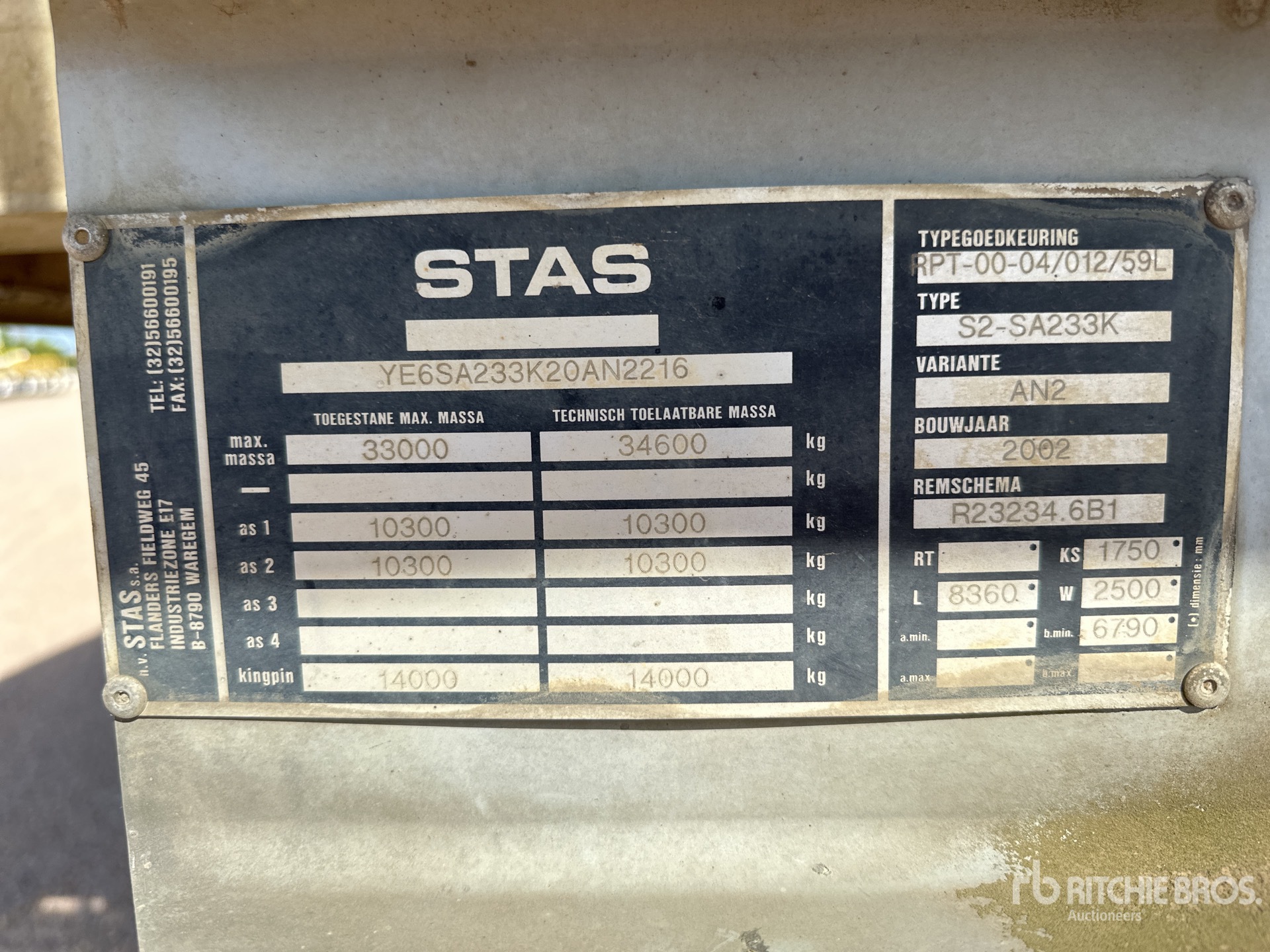 2002 Stas T/A Semi Remorque Benne 2 Essie ...