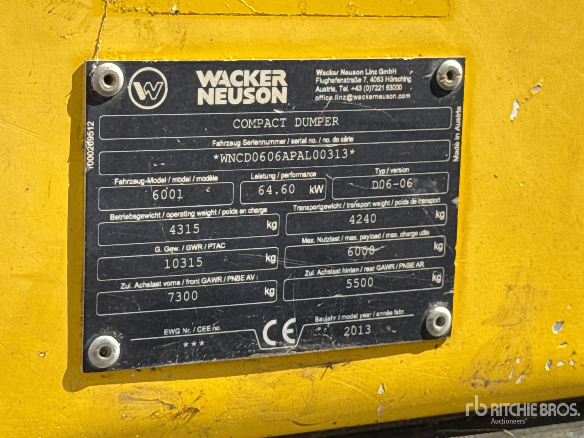 2013 Wacker Neuson 6001
