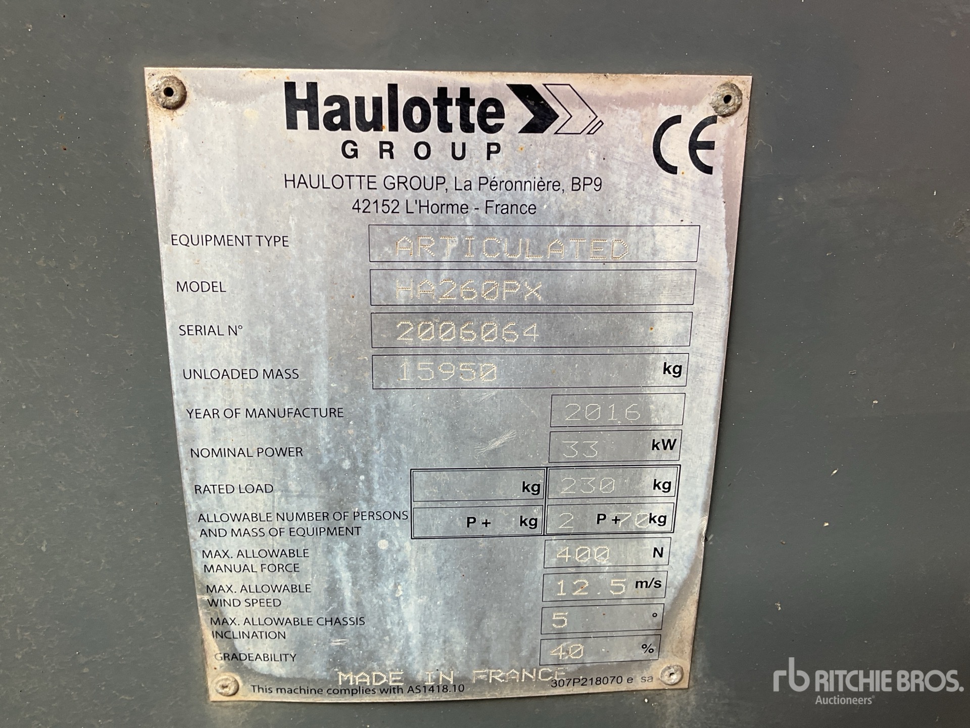 2016 Haulotte HA260PX