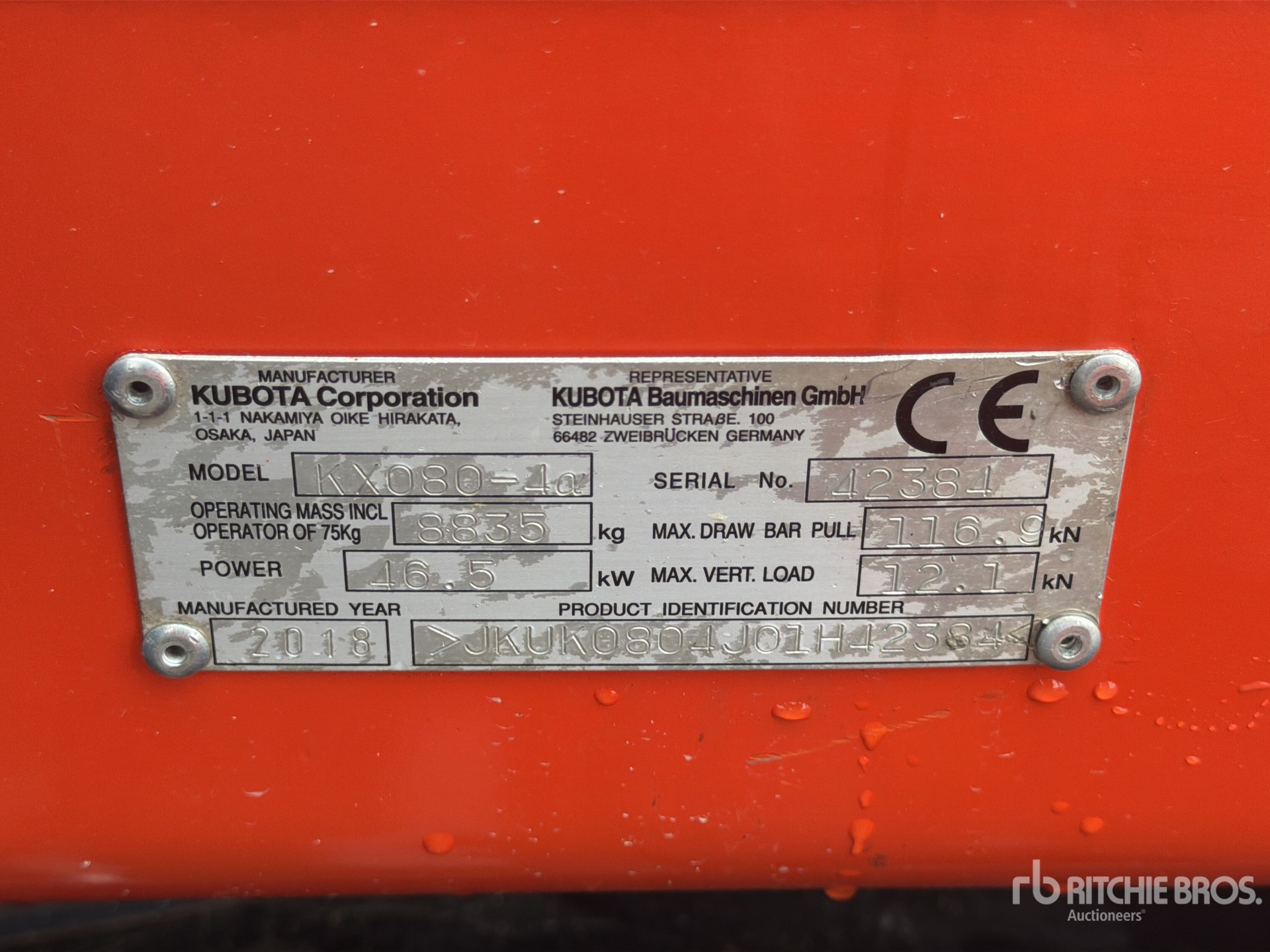 2018 Kubota KX080.4 ALFA