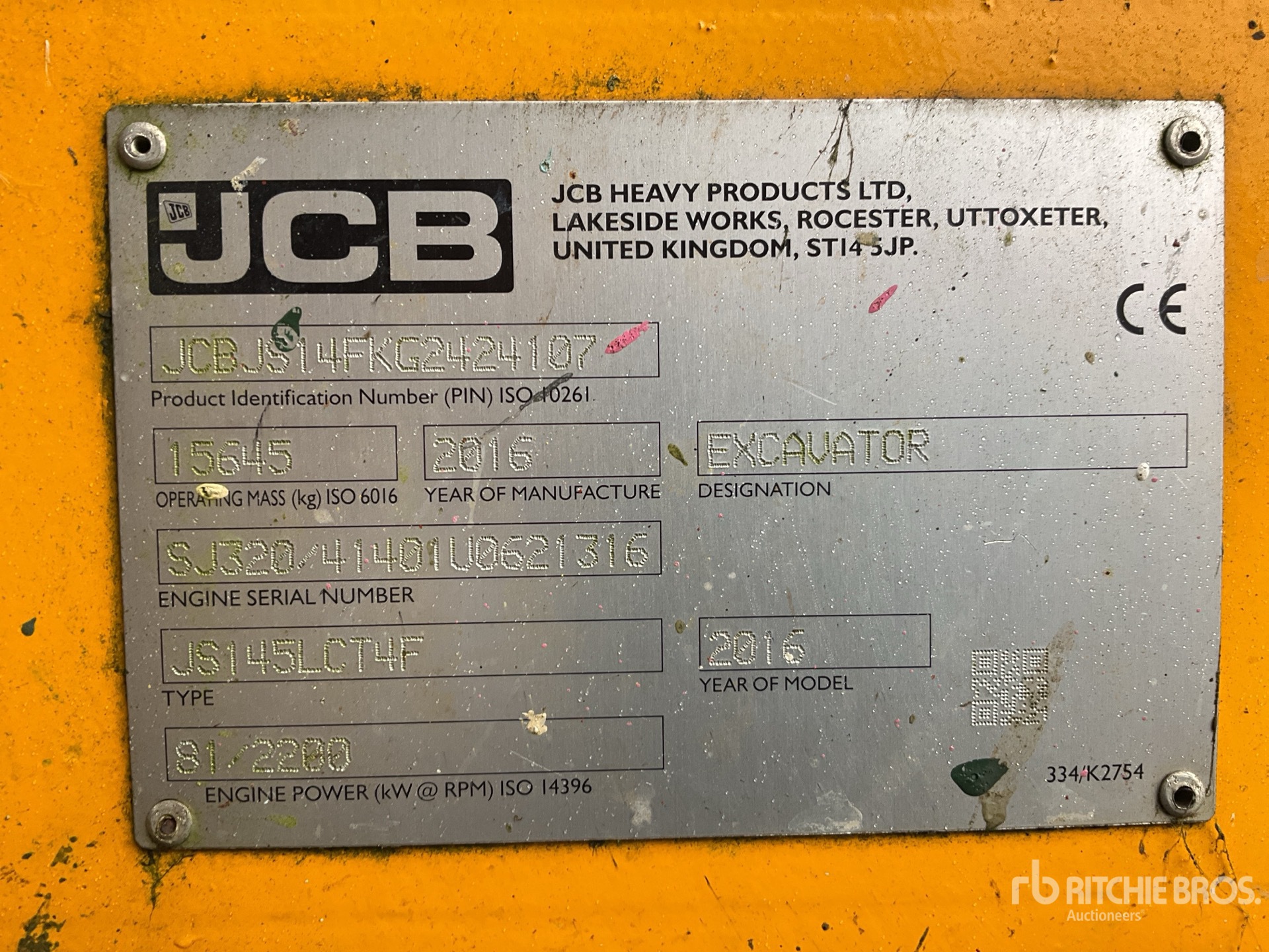 2016 JCB JS145LC