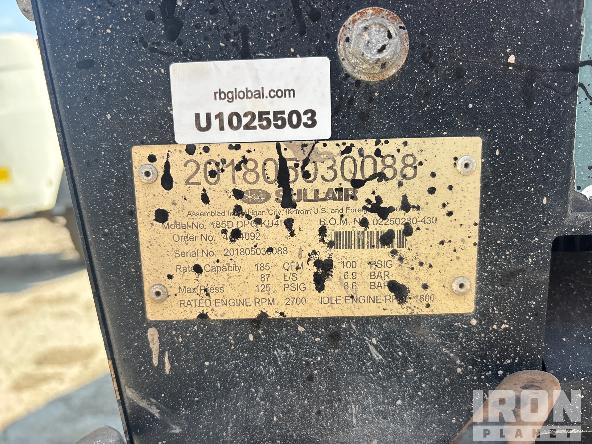 2018 Sullair 185D DPQ KU4P