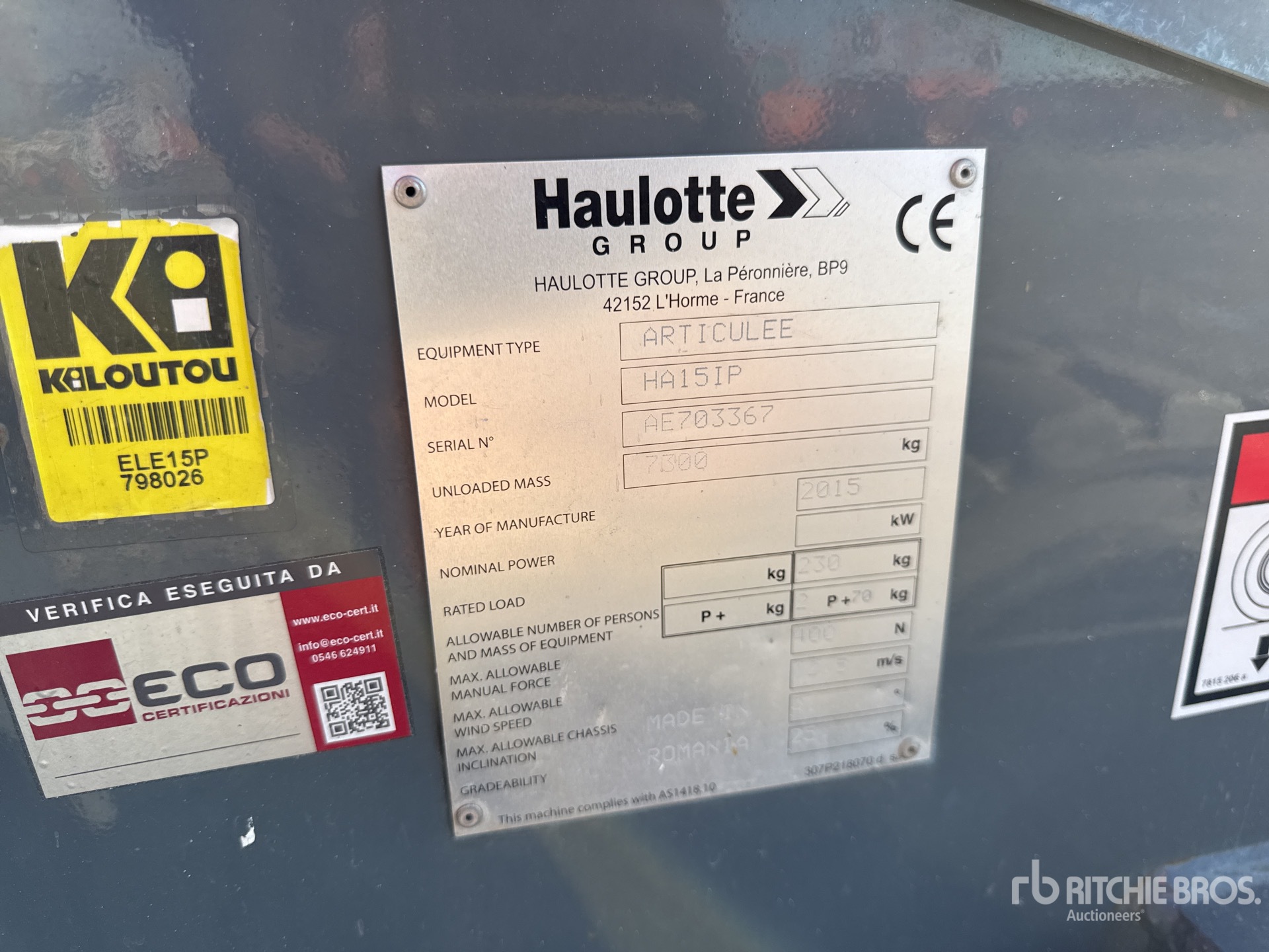 2015 Haulotte HA15IP