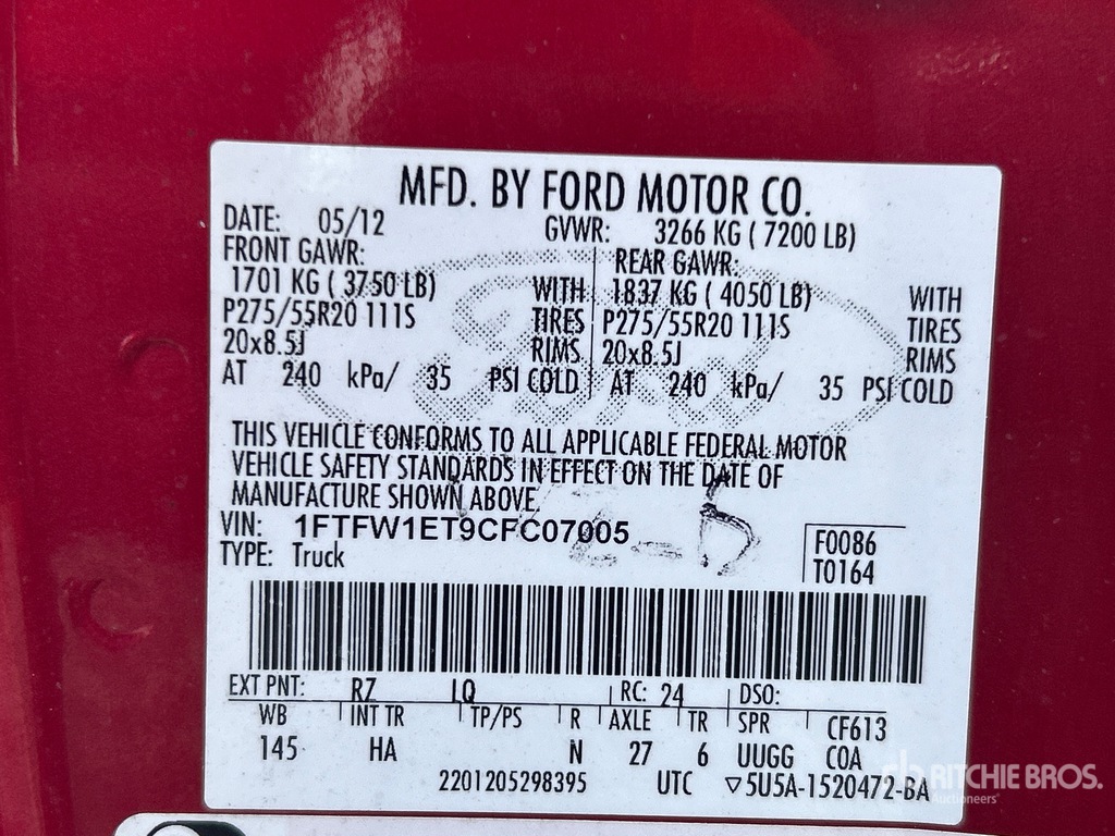 General Appearance with Serial Number / VIN