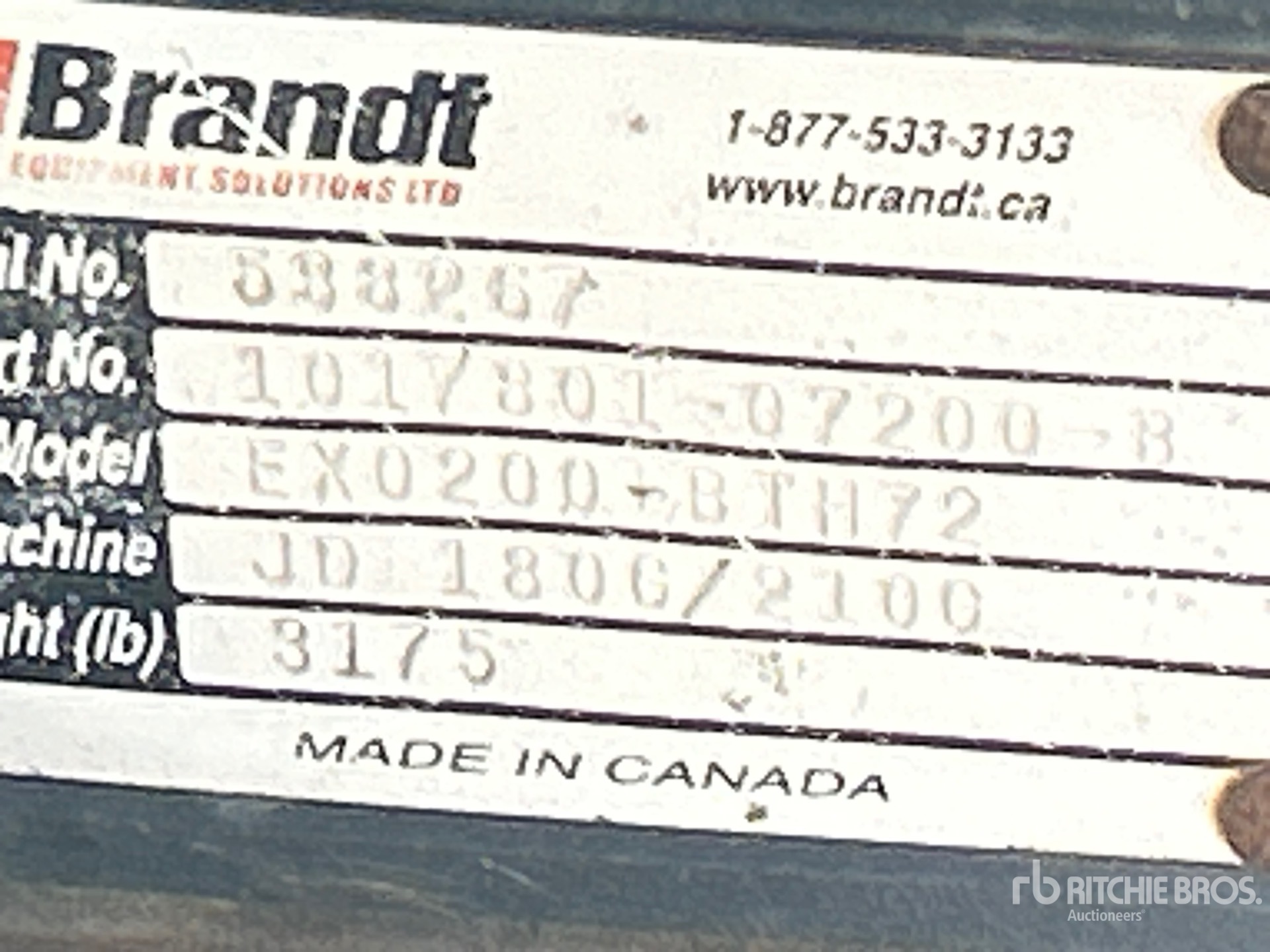 Brandt 72 in Q/C Hydraulic Tilting