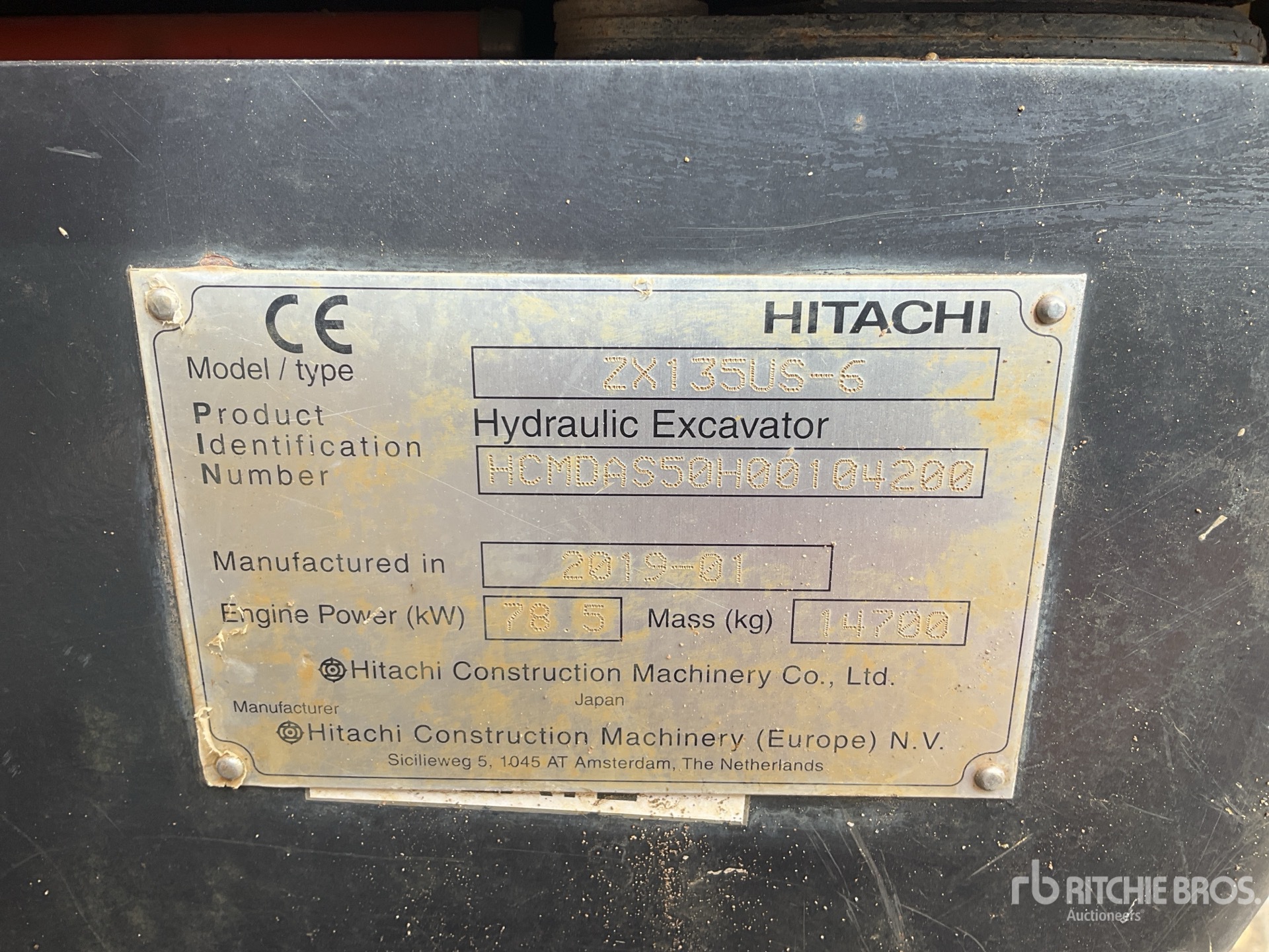 2019 Hitachi ZX135US-6