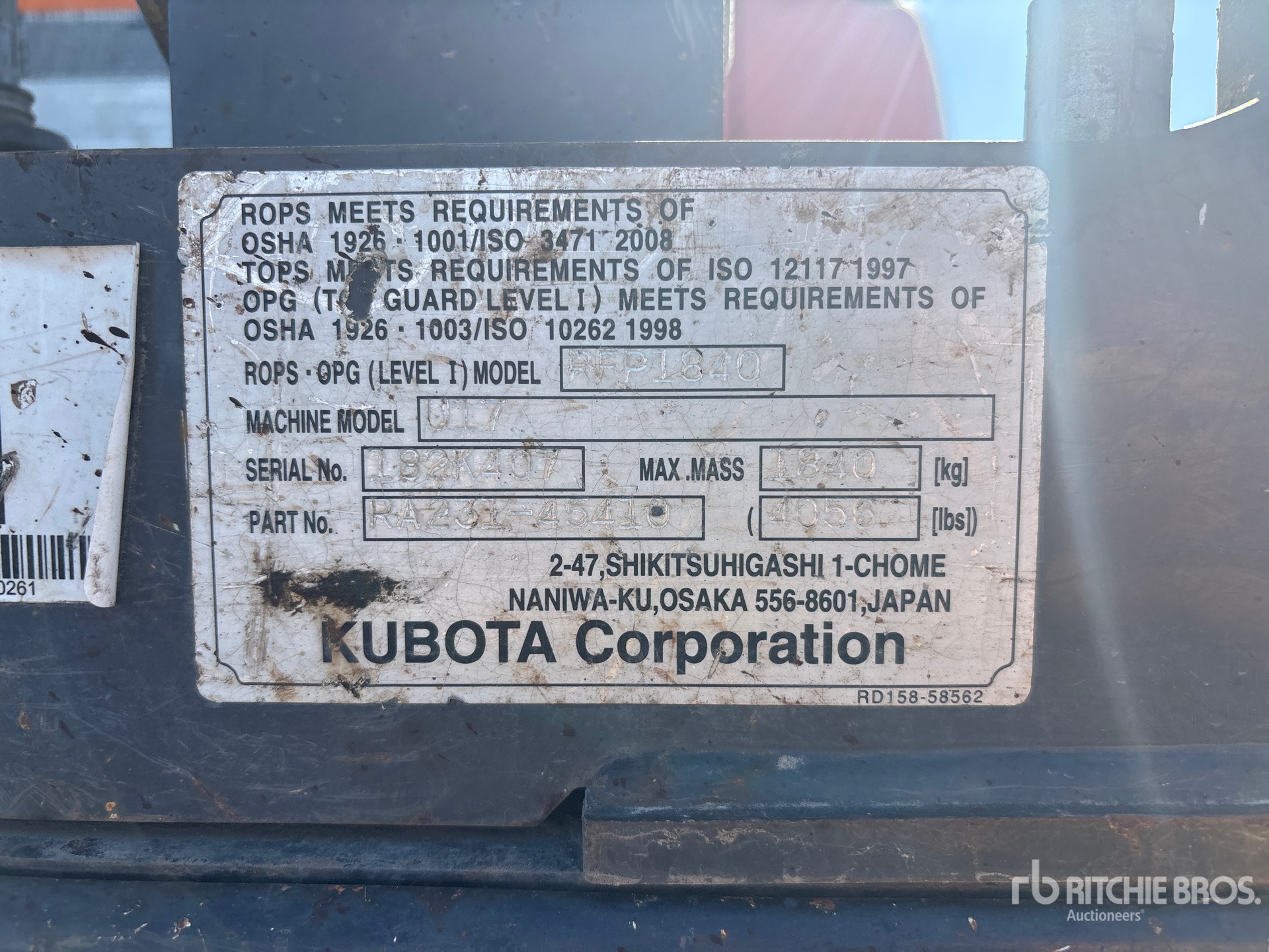 2018 Kubota U17