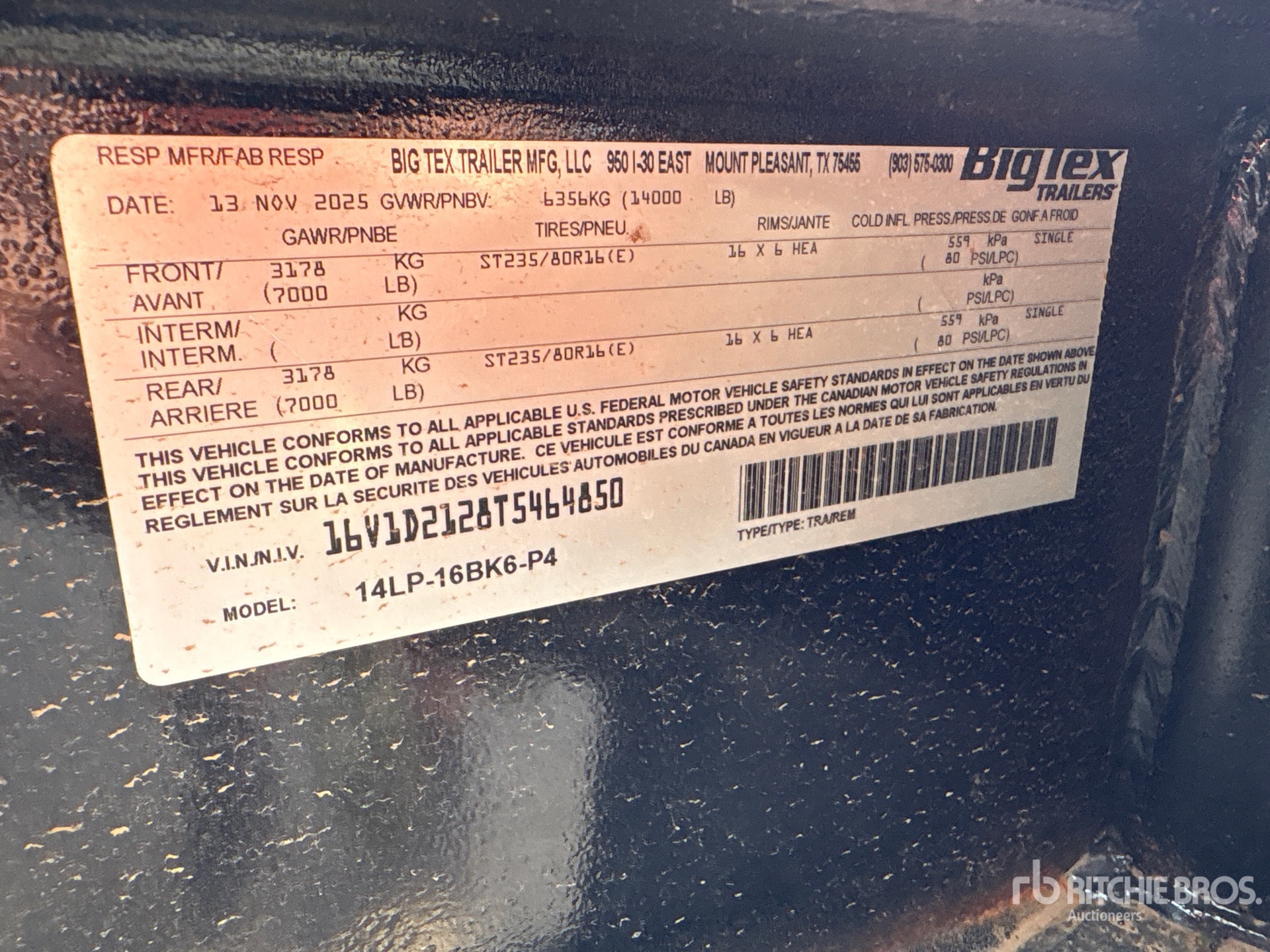 2026 Big Tex 14LP-16BK6-P4