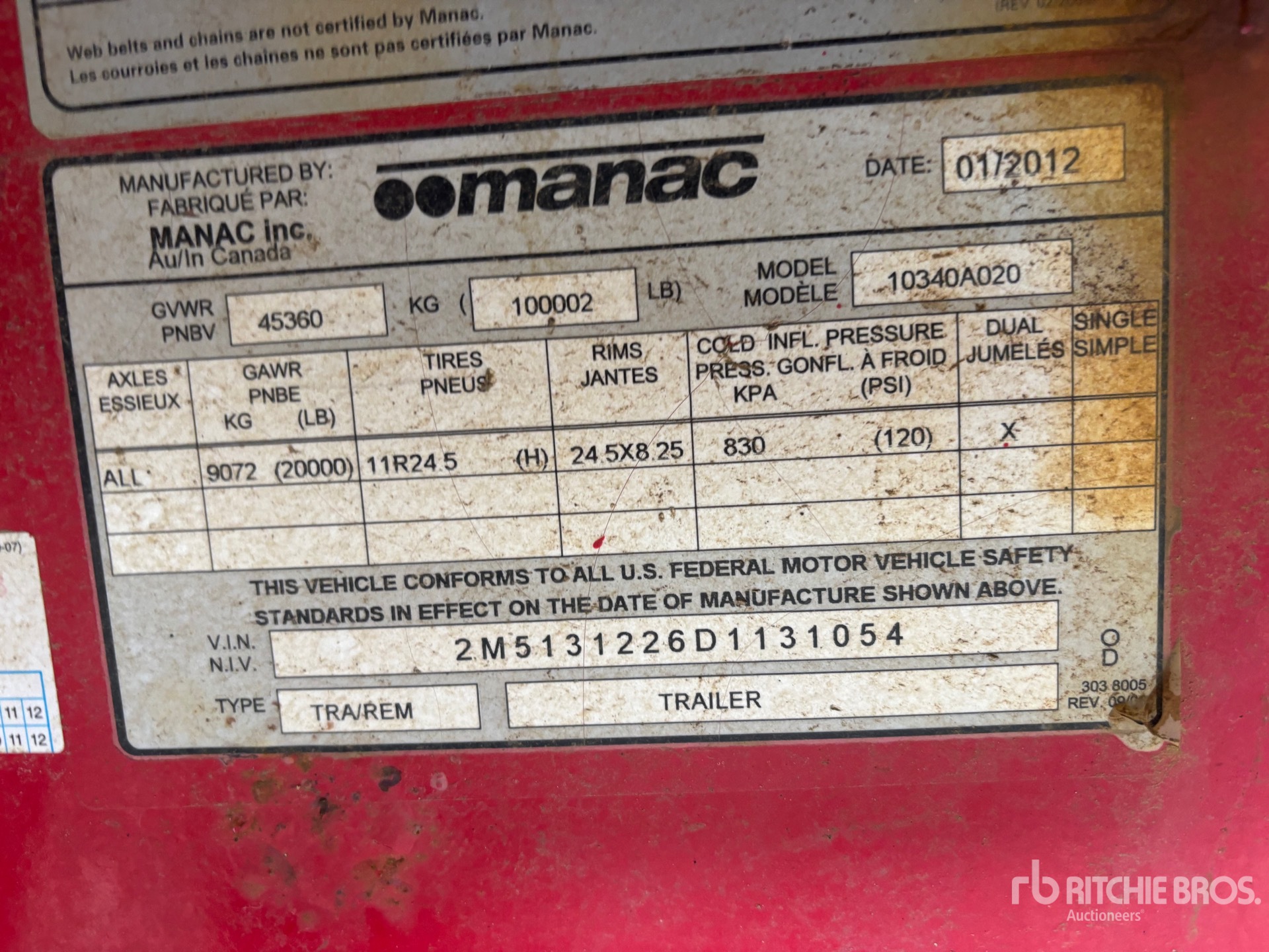 2013 Manac 39 ft Tri/A Flatbed