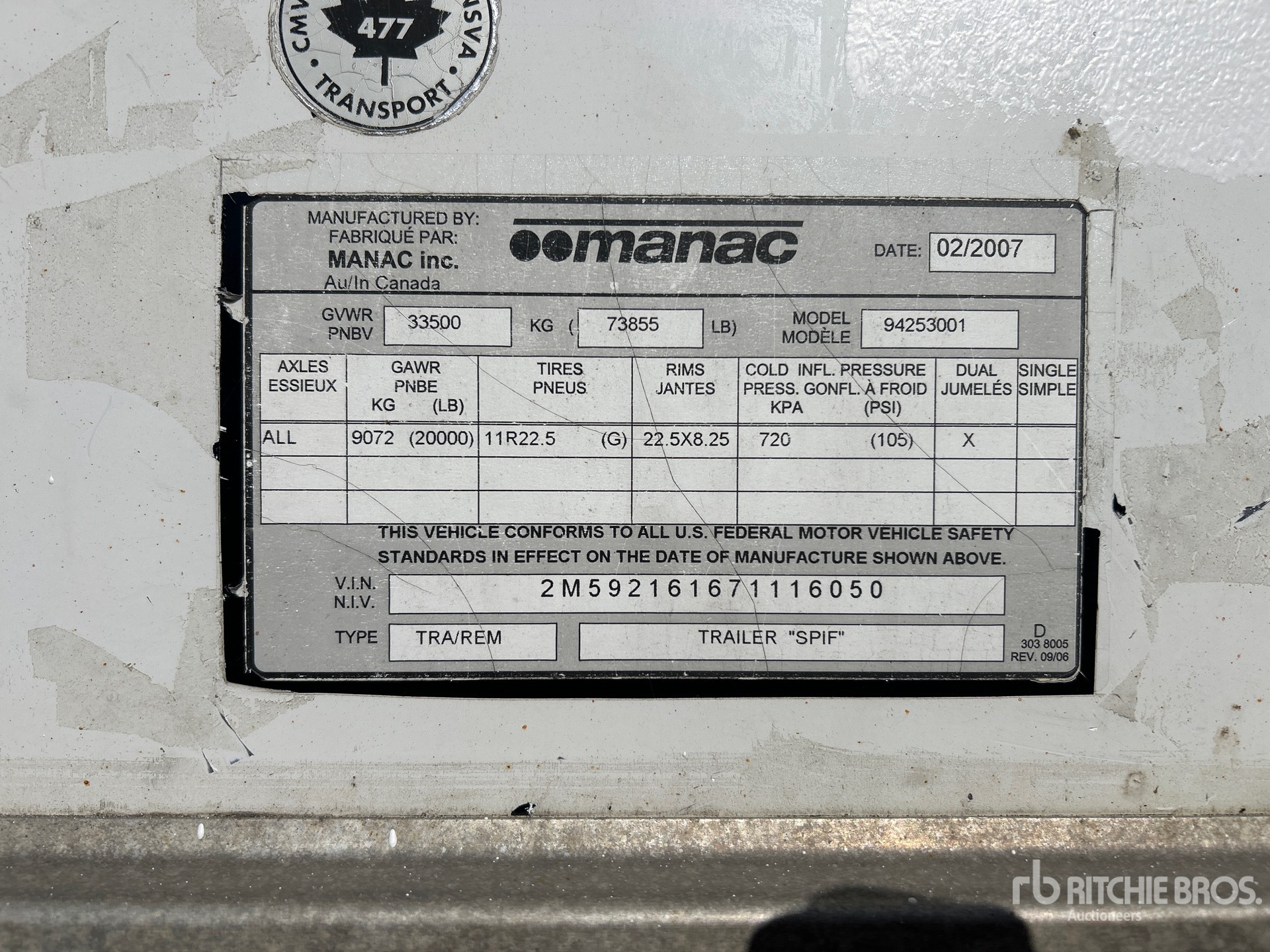 2007 Manac 53 FT T/A