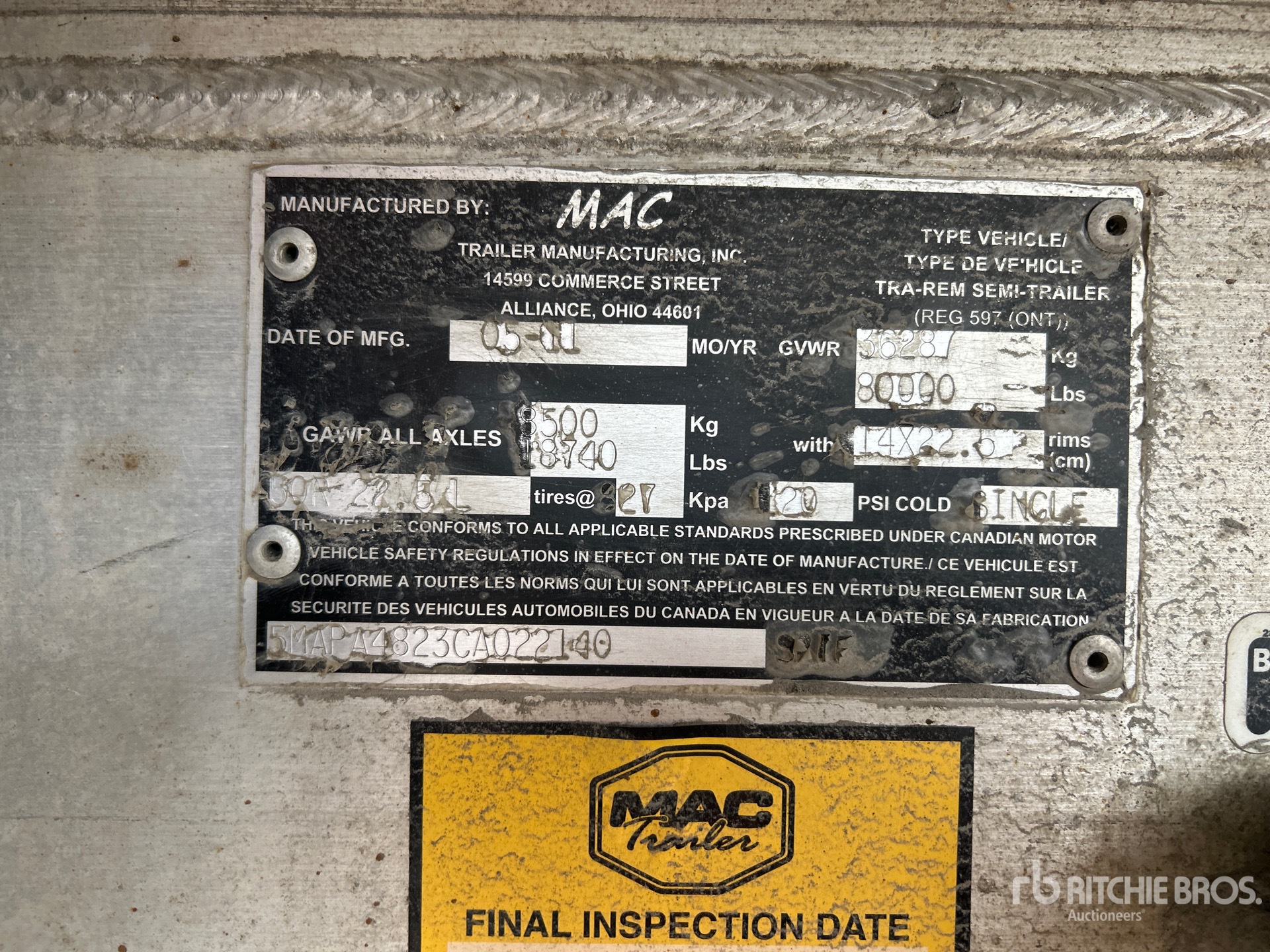 2012 Mac 48 ft T/A