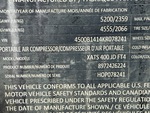 General Appearance with Serial Number / VIN