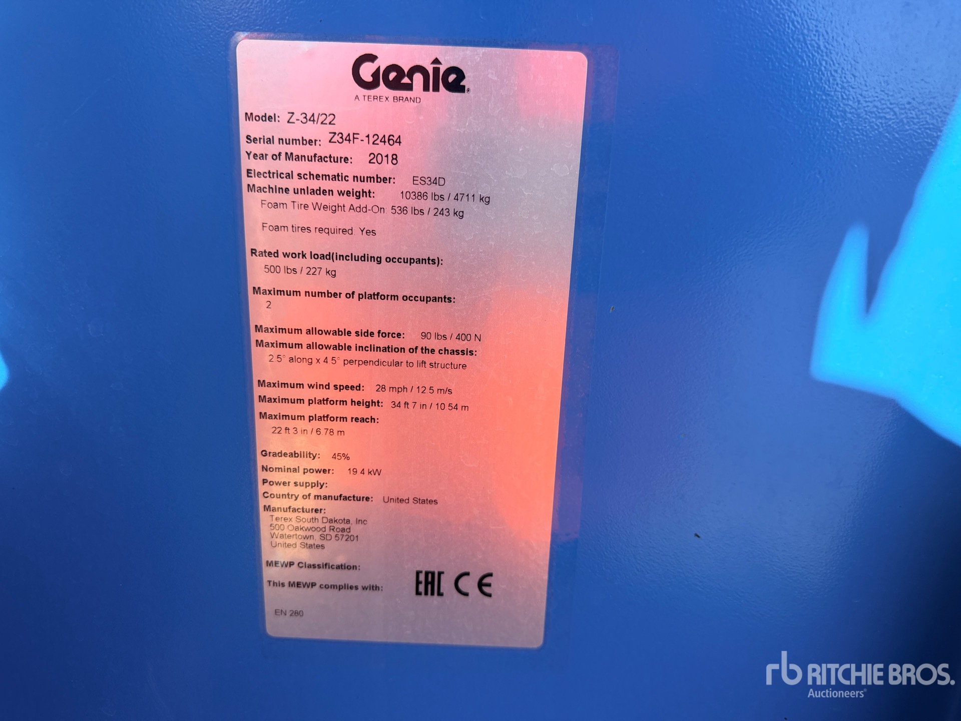 2018 Genie Z-34/22
