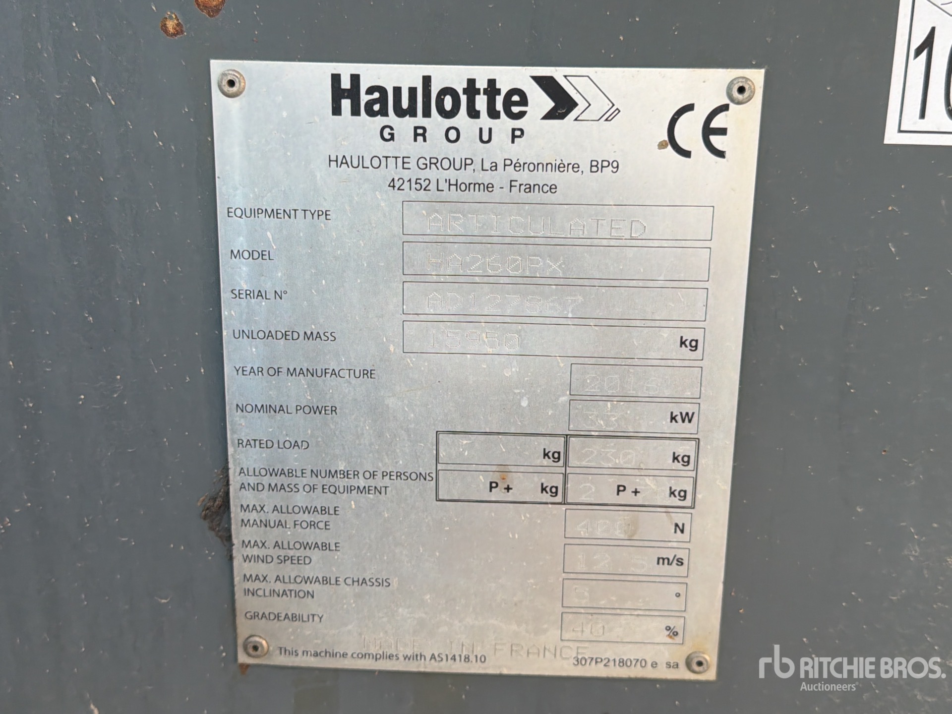 2016 Haulotte HA260PX