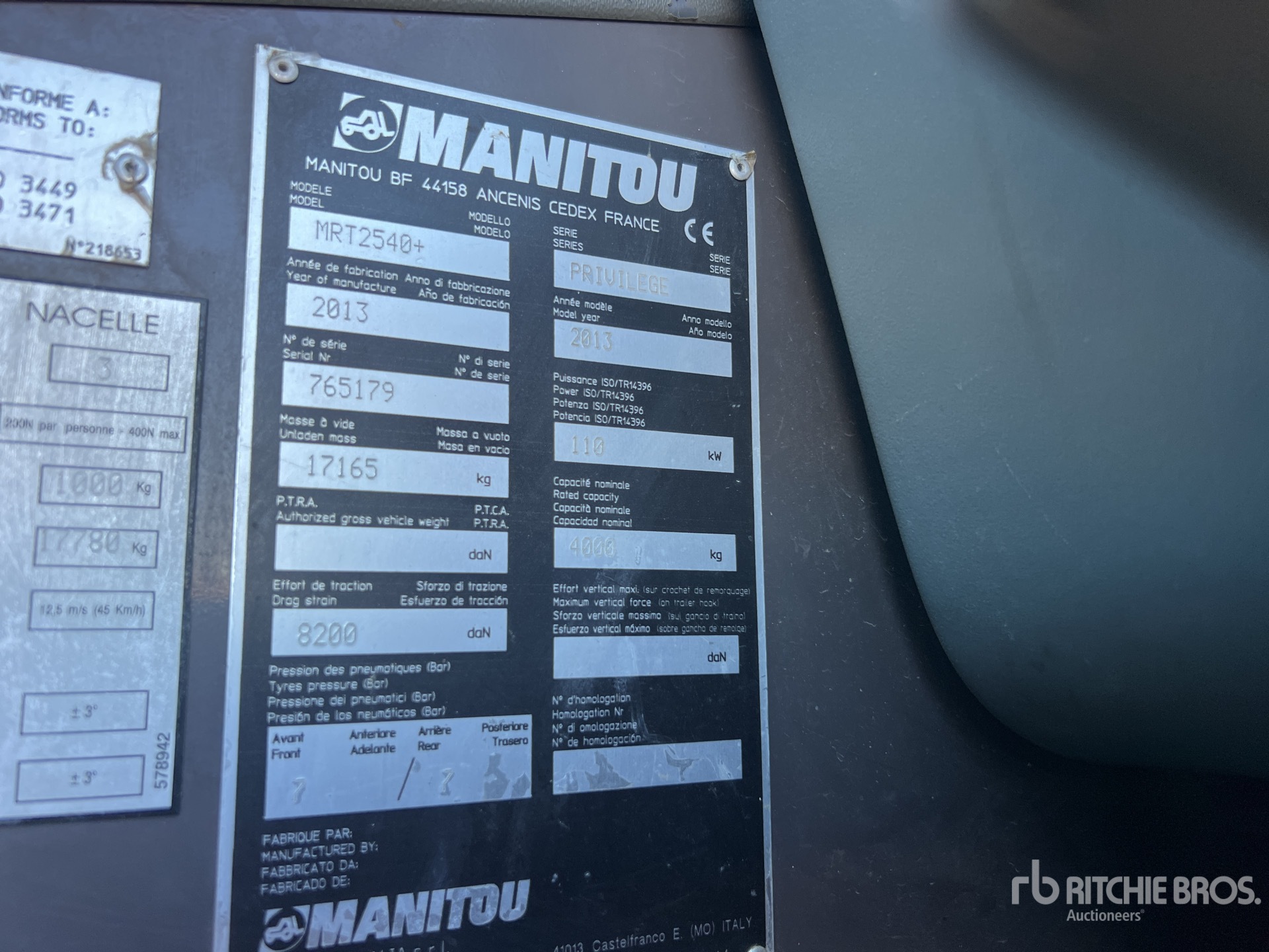 2013 Manitou MRT2540+ PRIVIL