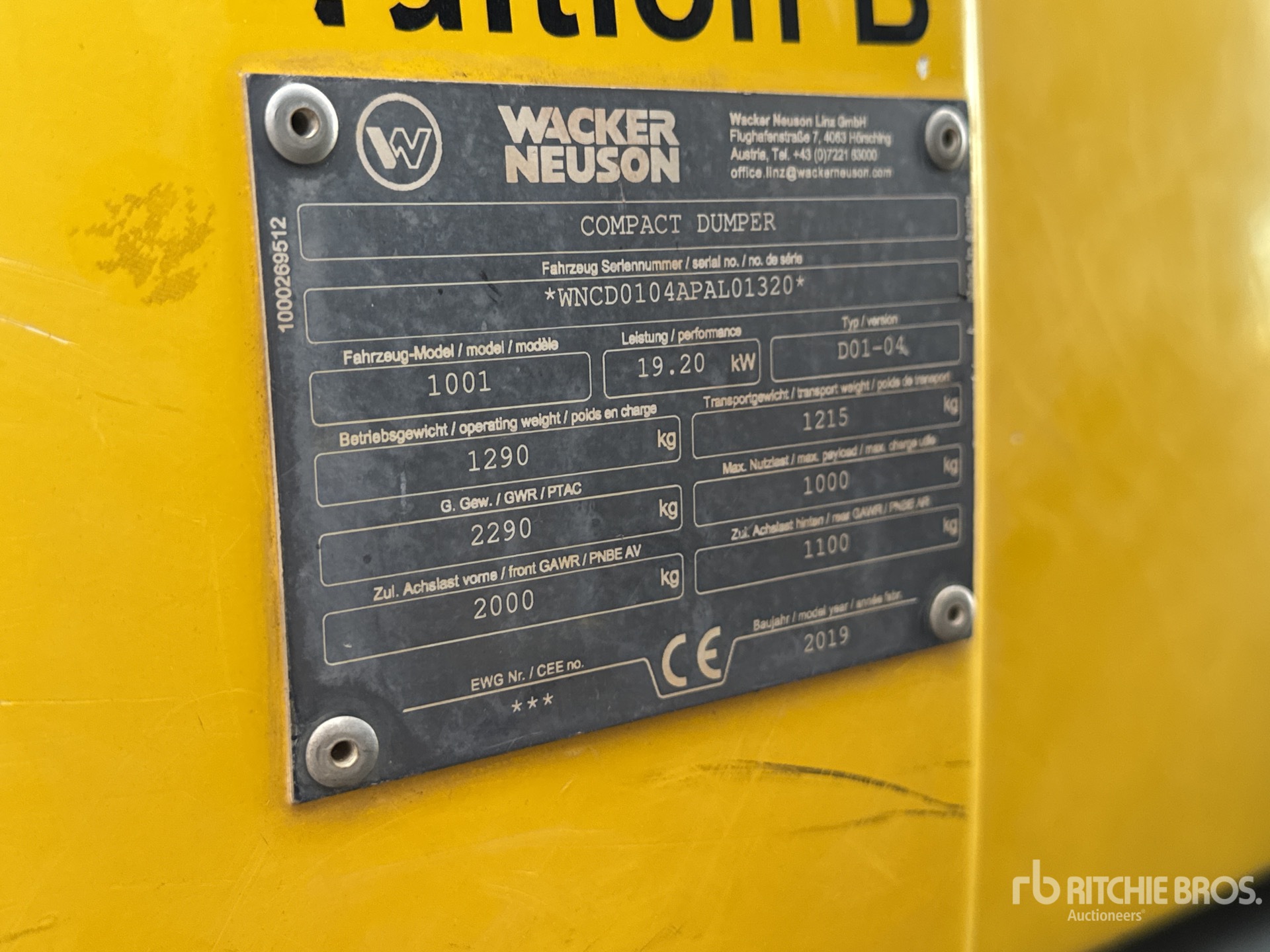 2019 Wacker Neuson 1001