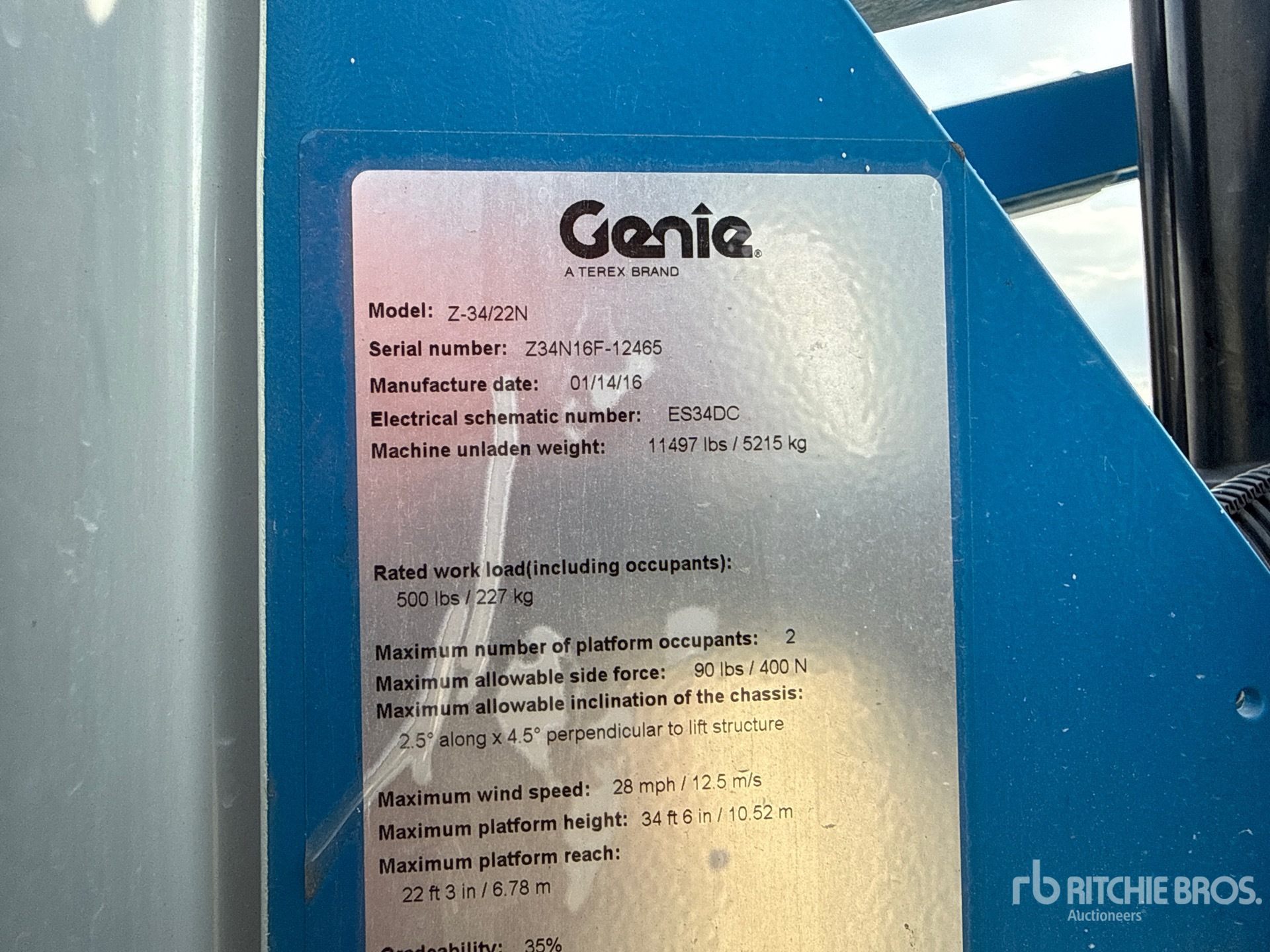2016 Genie Z-34/22N