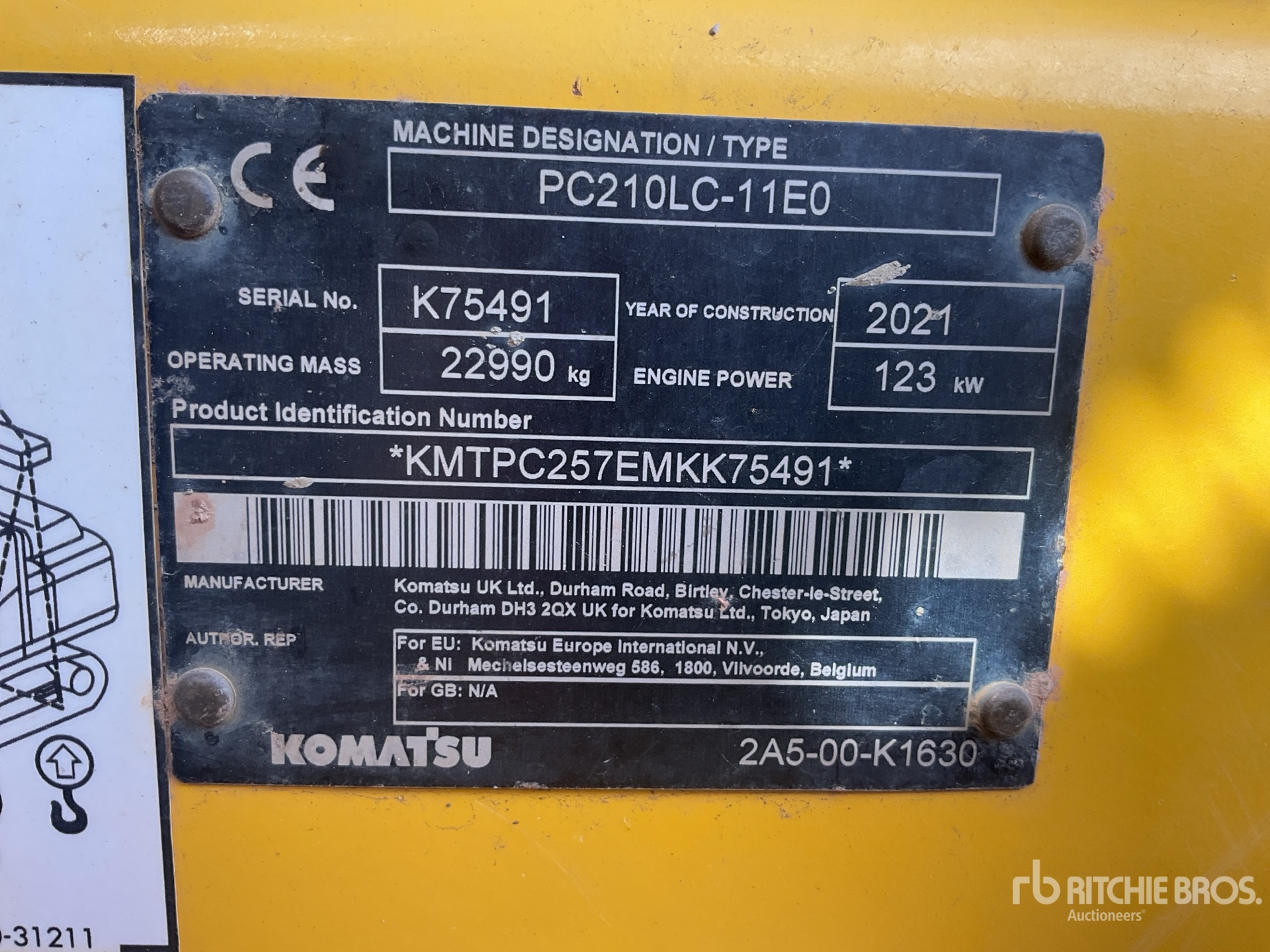 2021 Komatsu PC210LC-11E0