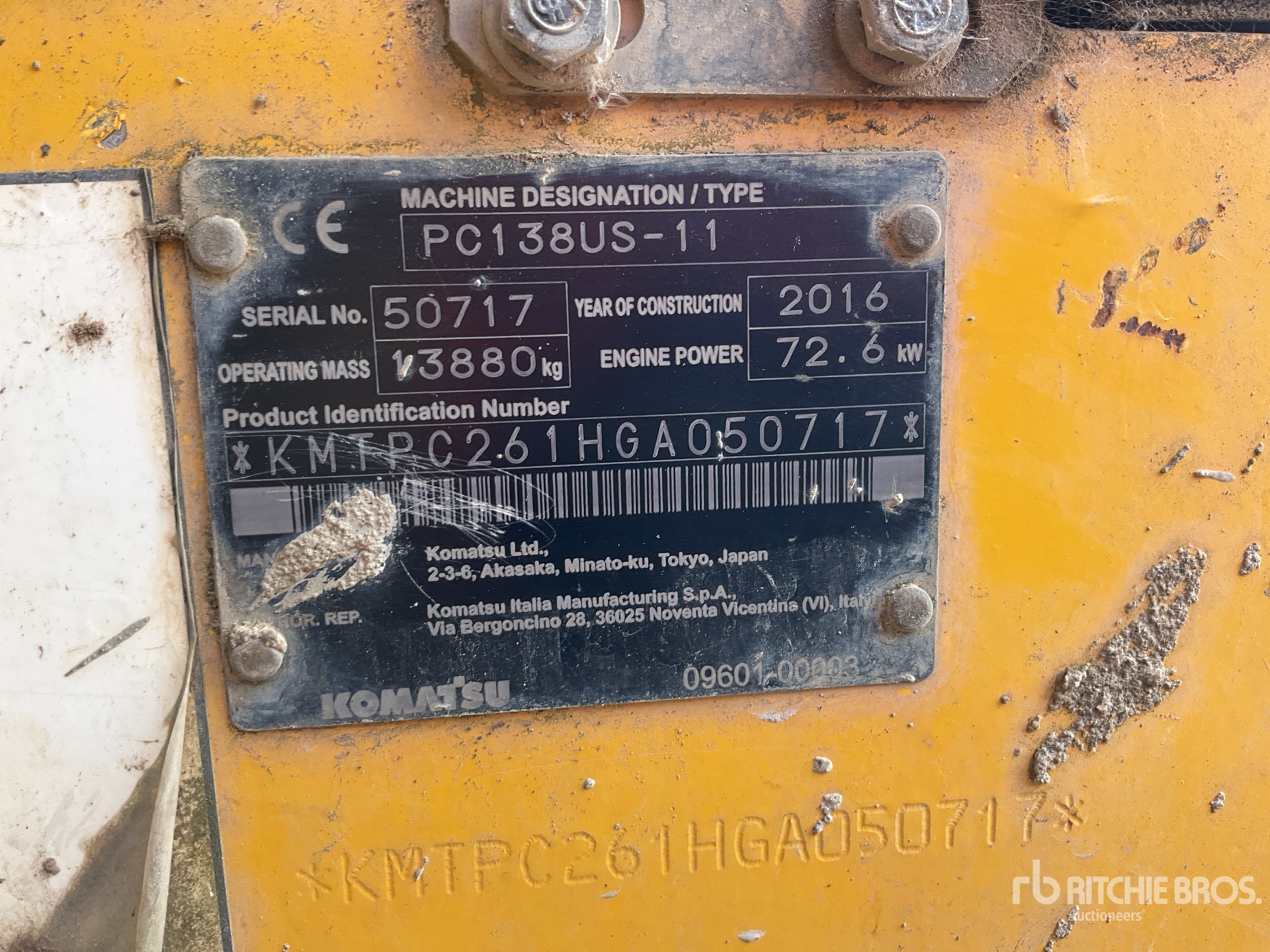 2016 Komatsu PC138US-11