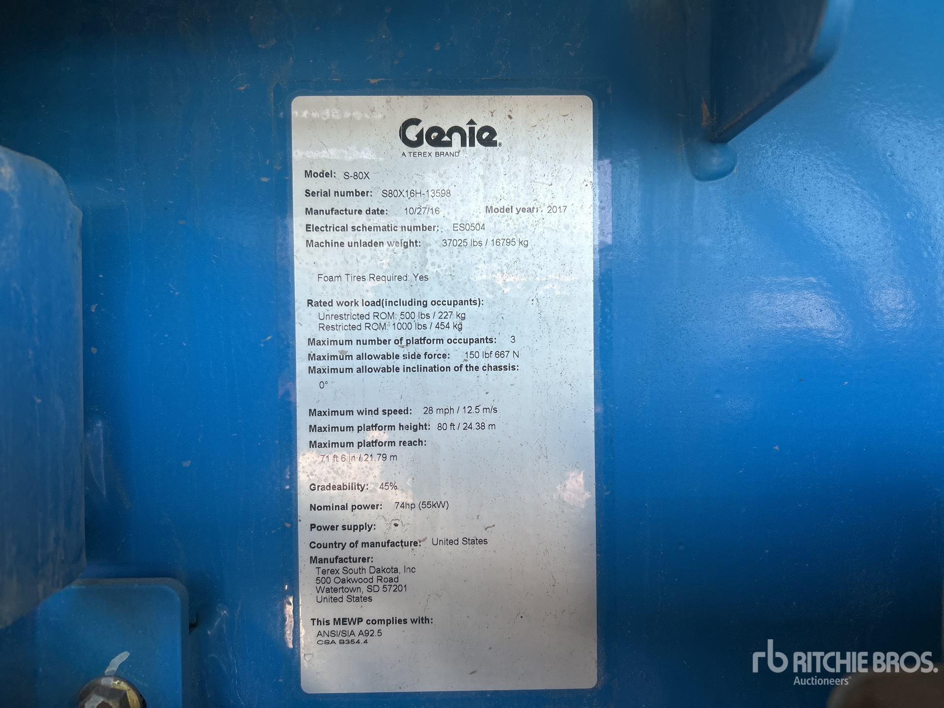2016 Genie S-80X
