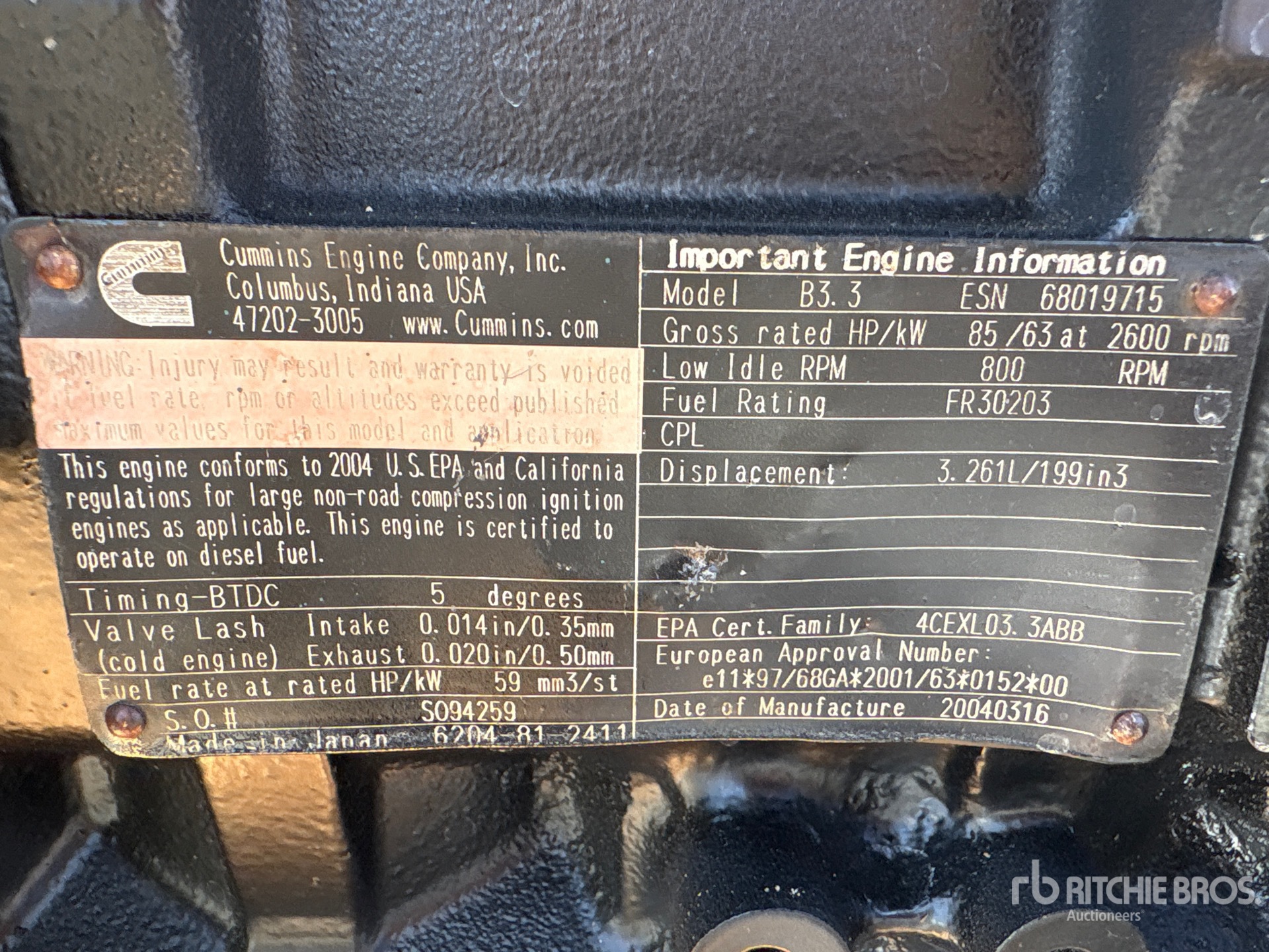 2004 Cummins B3.3