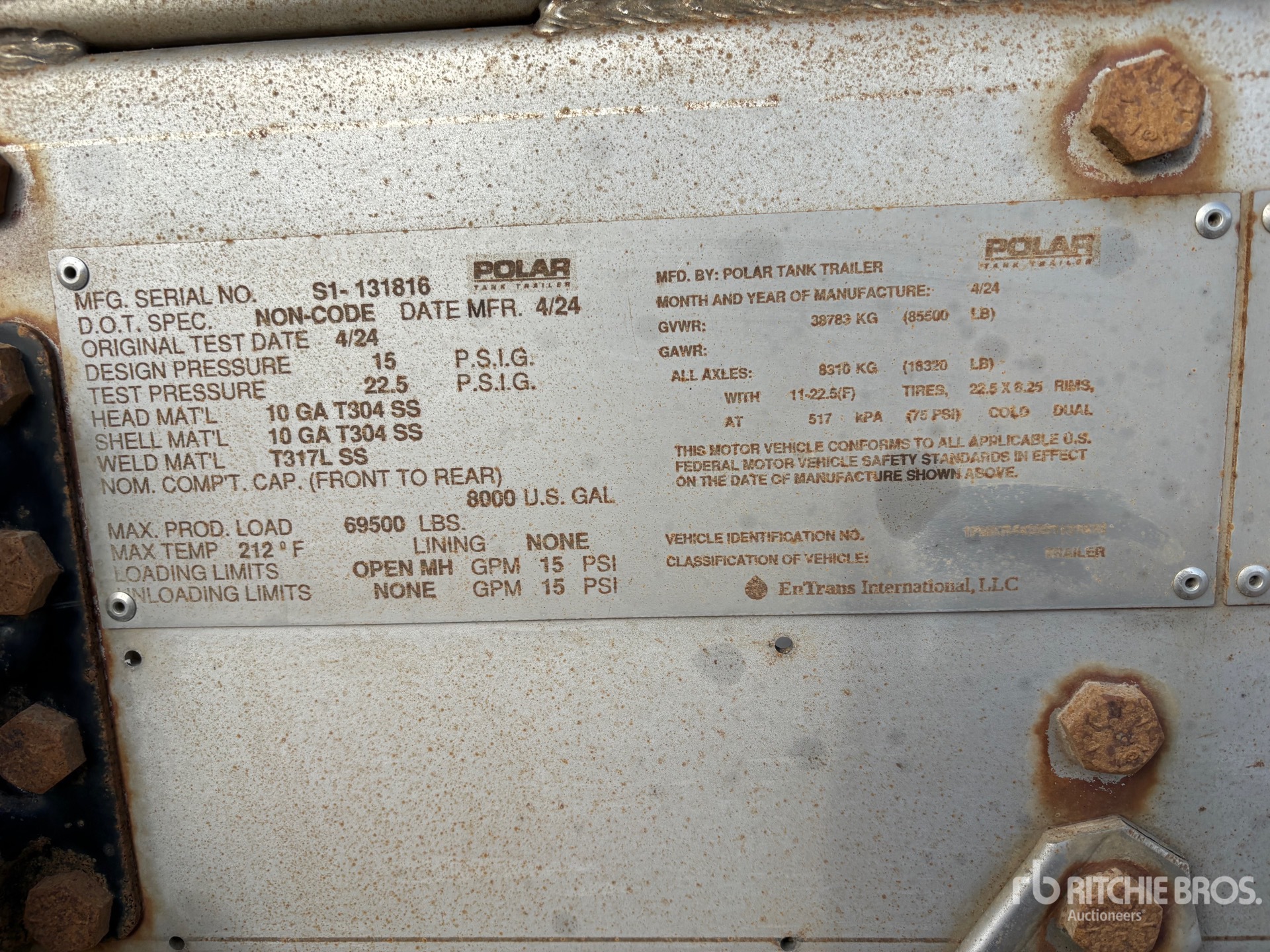 2025 Polar 8000 gal Tri/A Potable Water