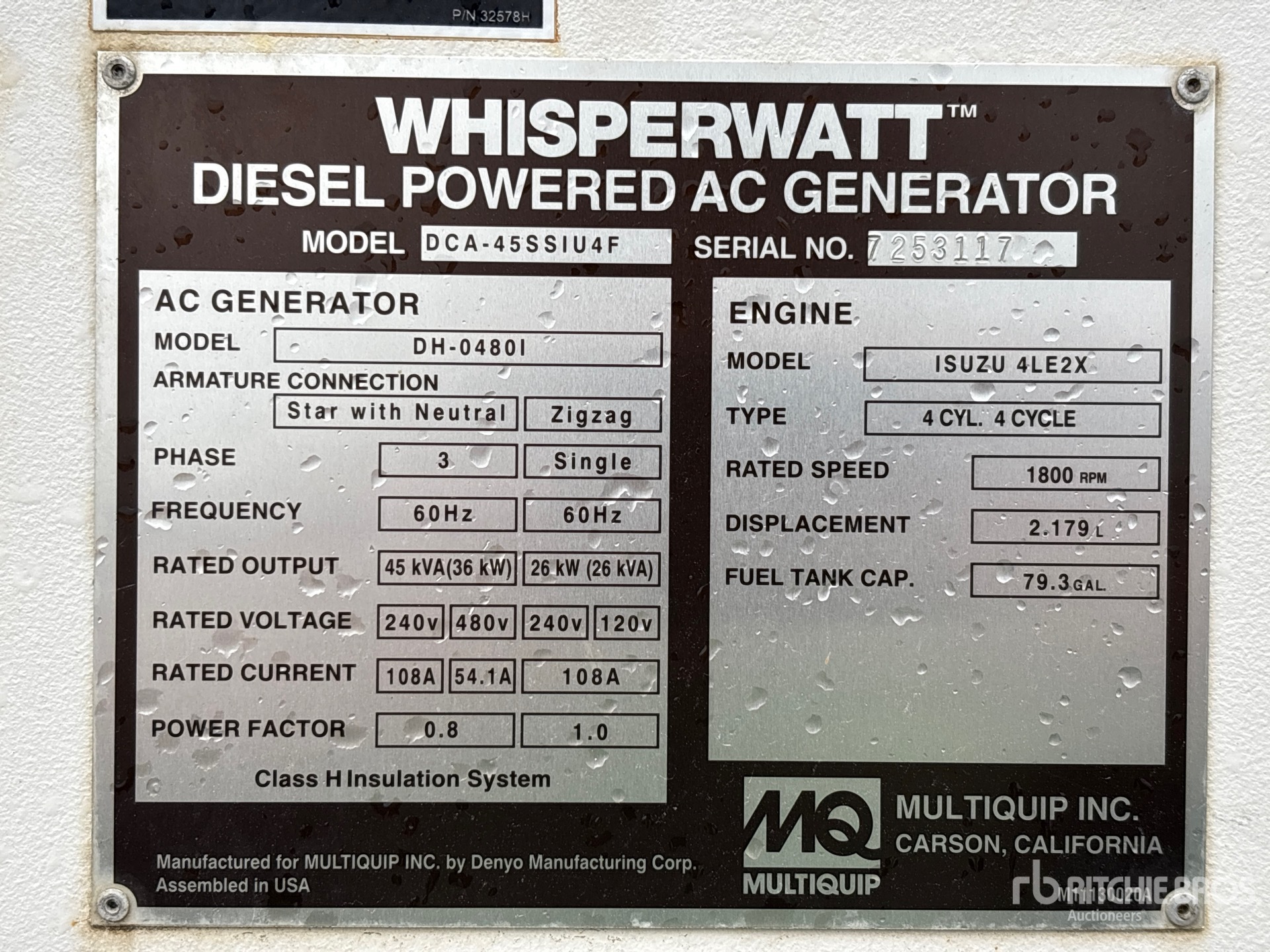 2014 Whisperwatt DCA-455SIU4F