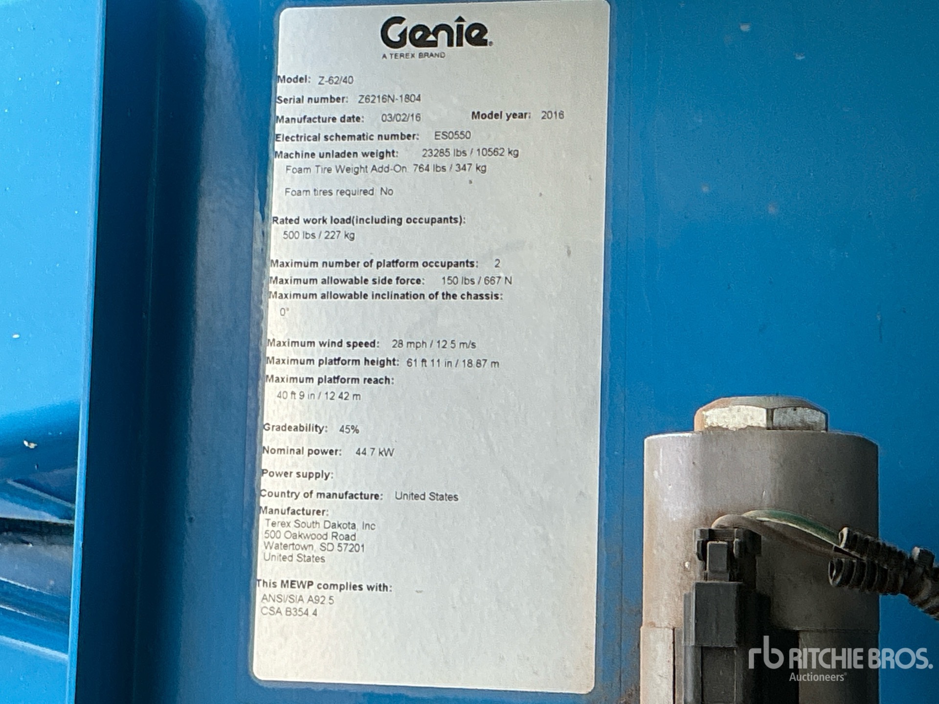 2016 Genie Z62-40