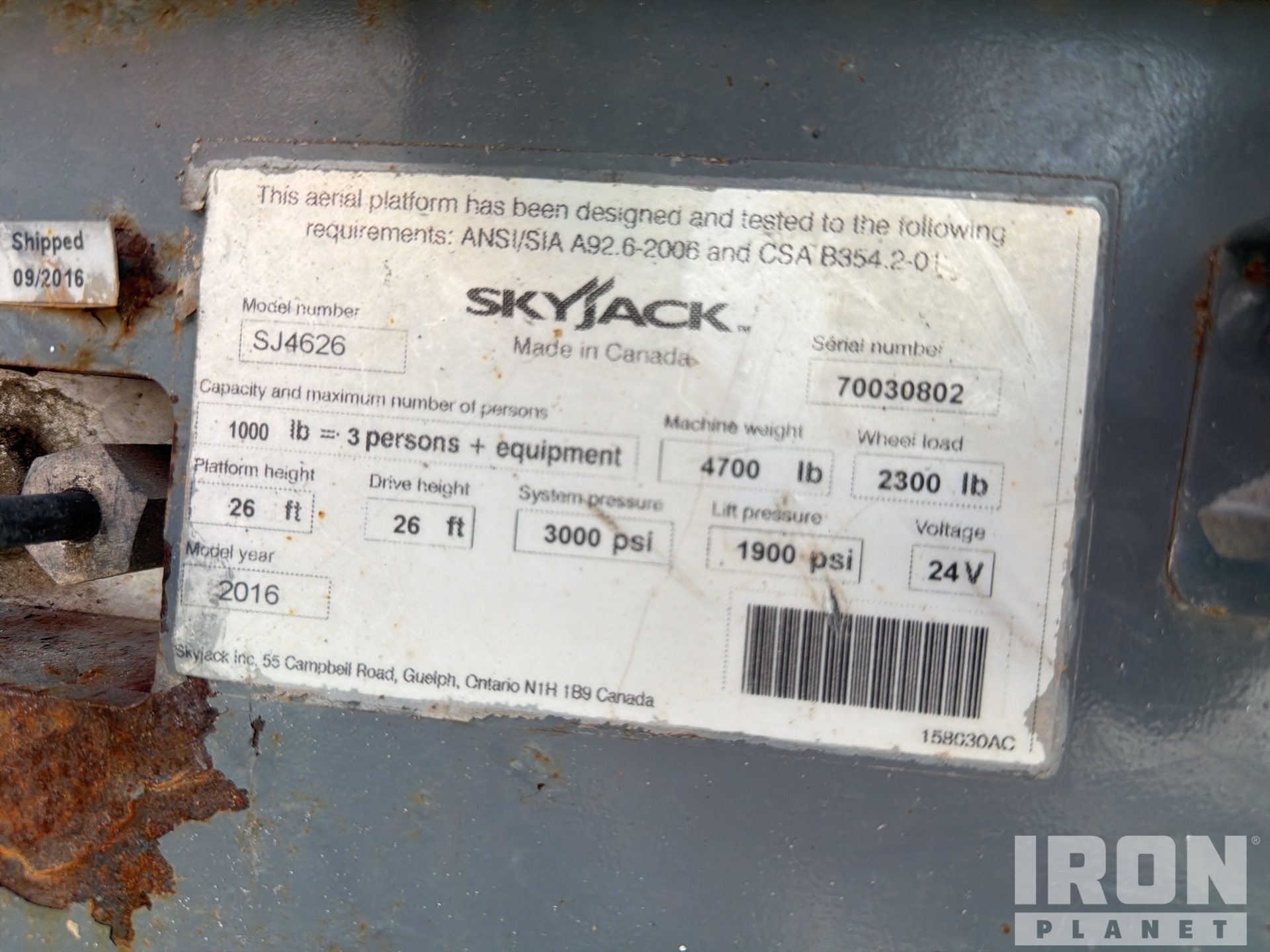 2016 Skyjack SJ4626