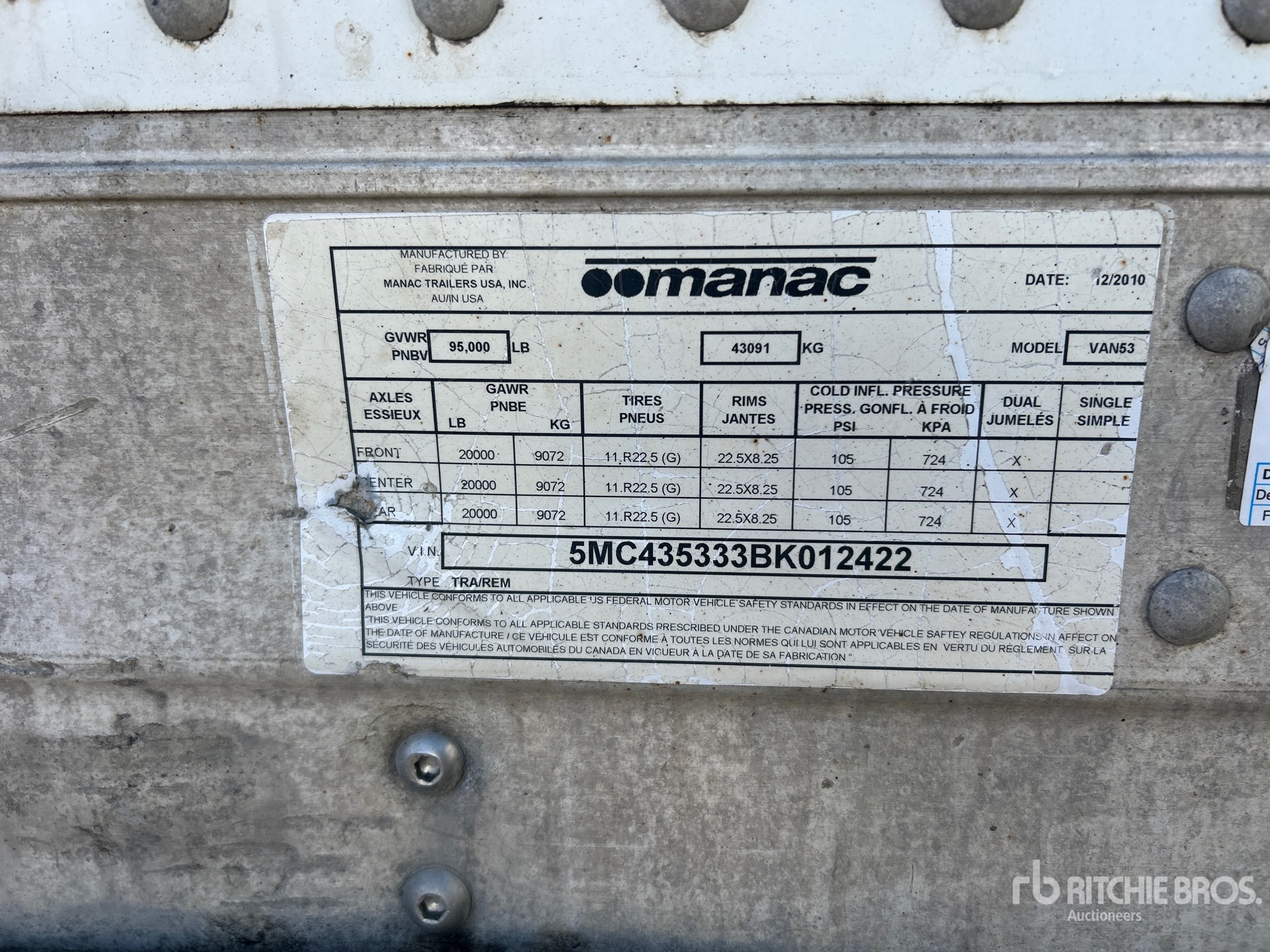 2011 Manac 53 FT TRI/A