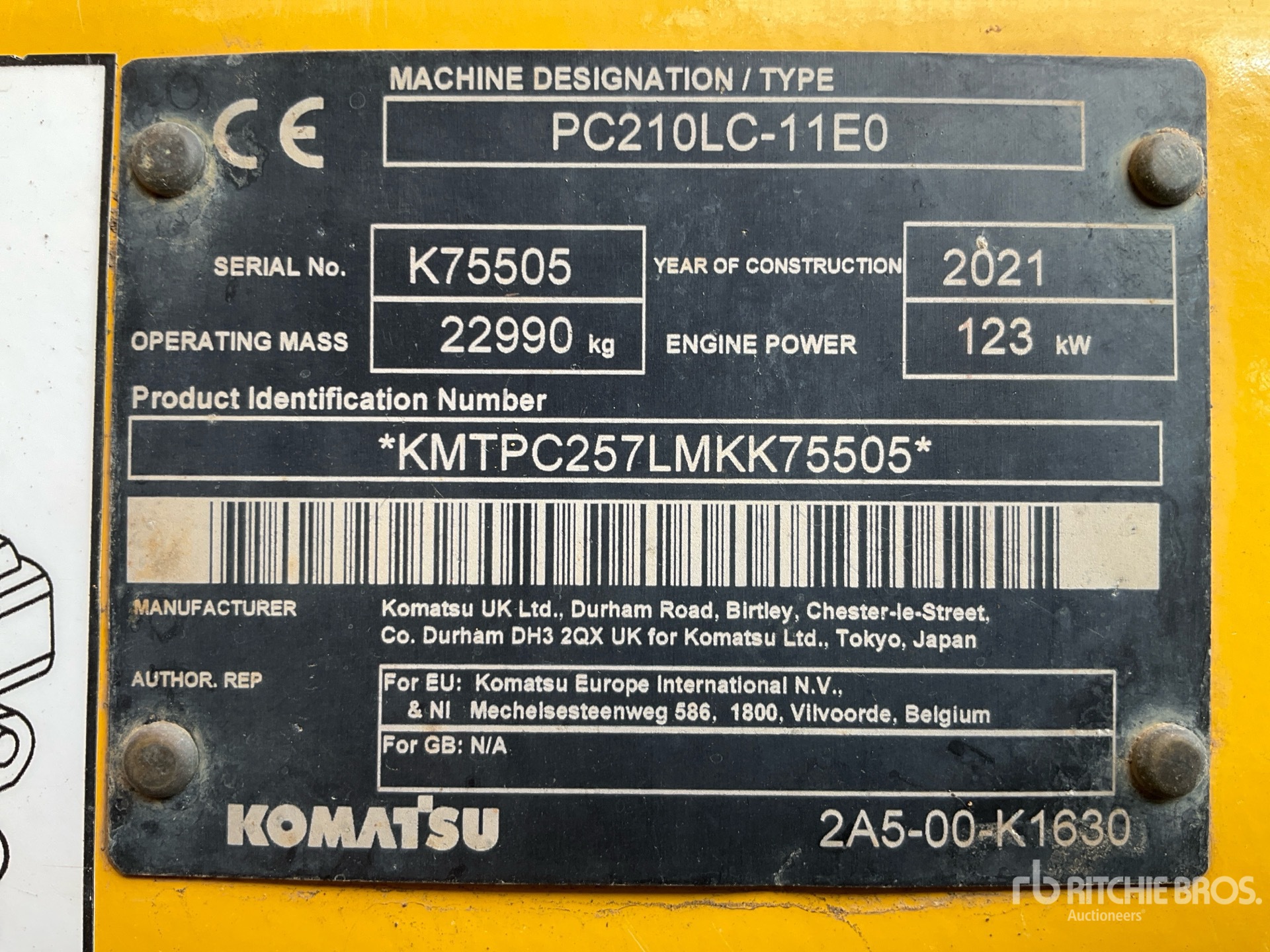2021 Komatsu PC210LC-11E0