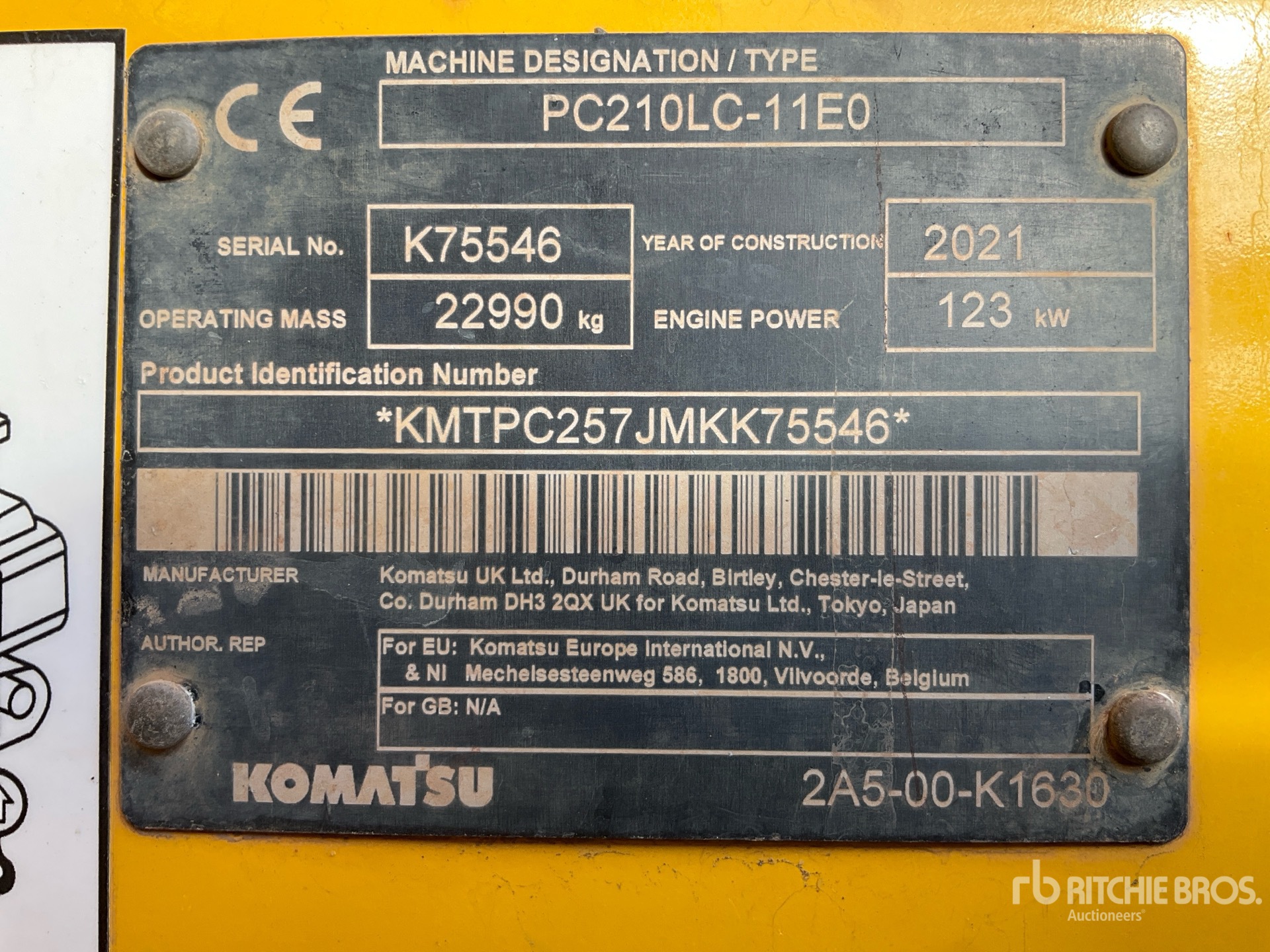 2021 Komatsu PC210LC-11E0