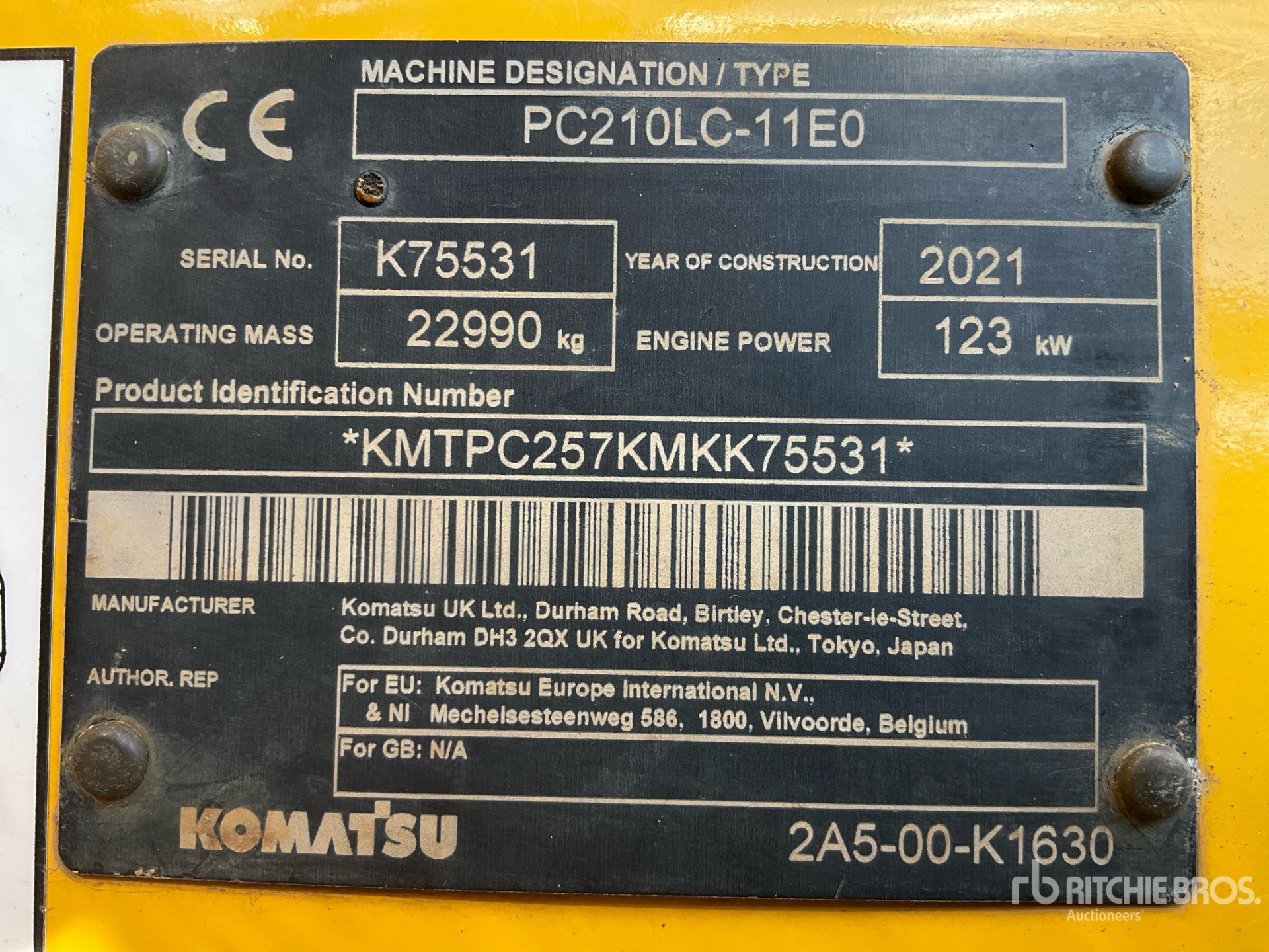 2021 Komatsu PC210LC-11E0