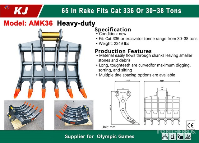 2026 KJ AMK36 Excavator Rake