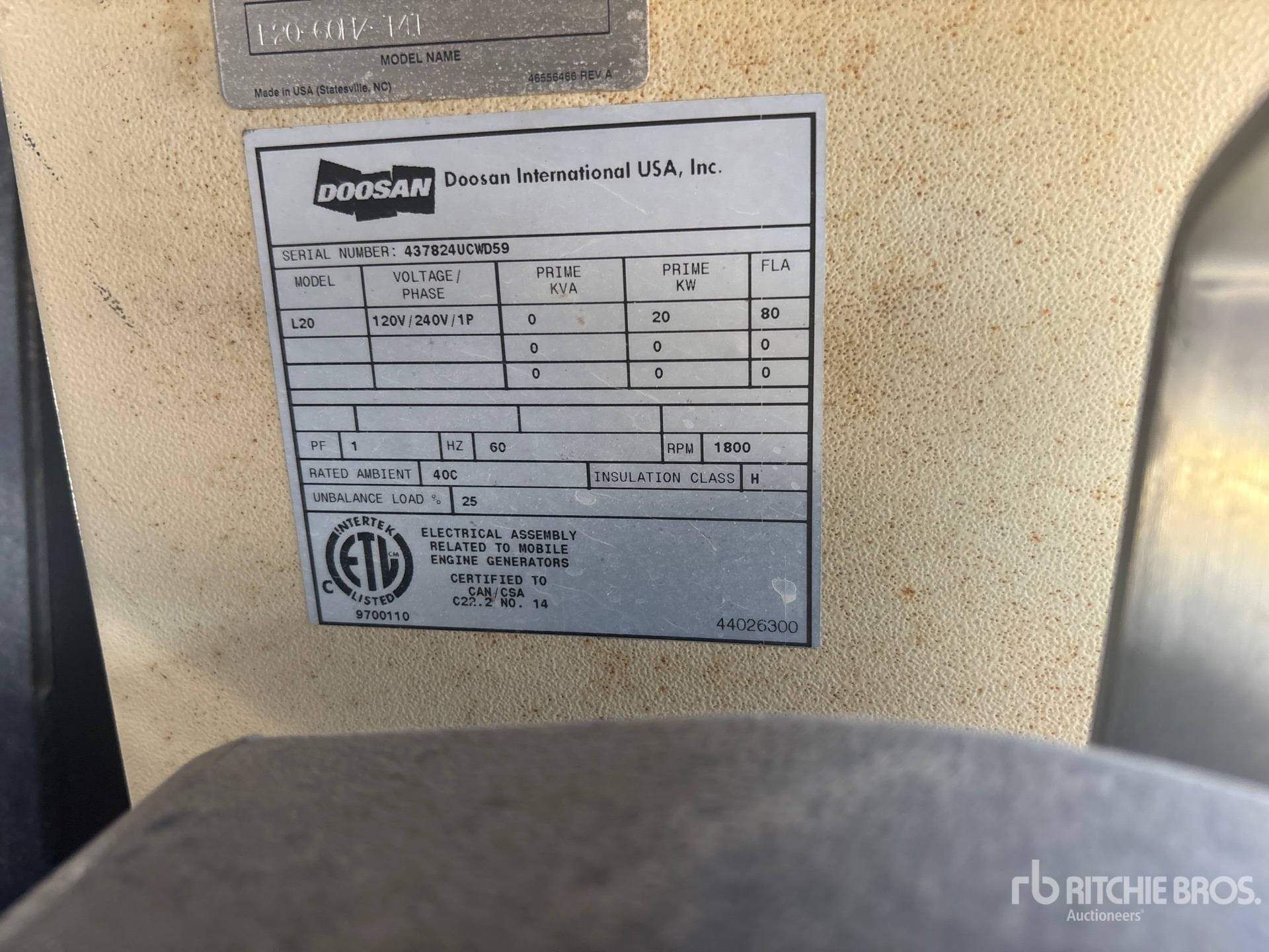 2012 Doosan Portable Power L20MH