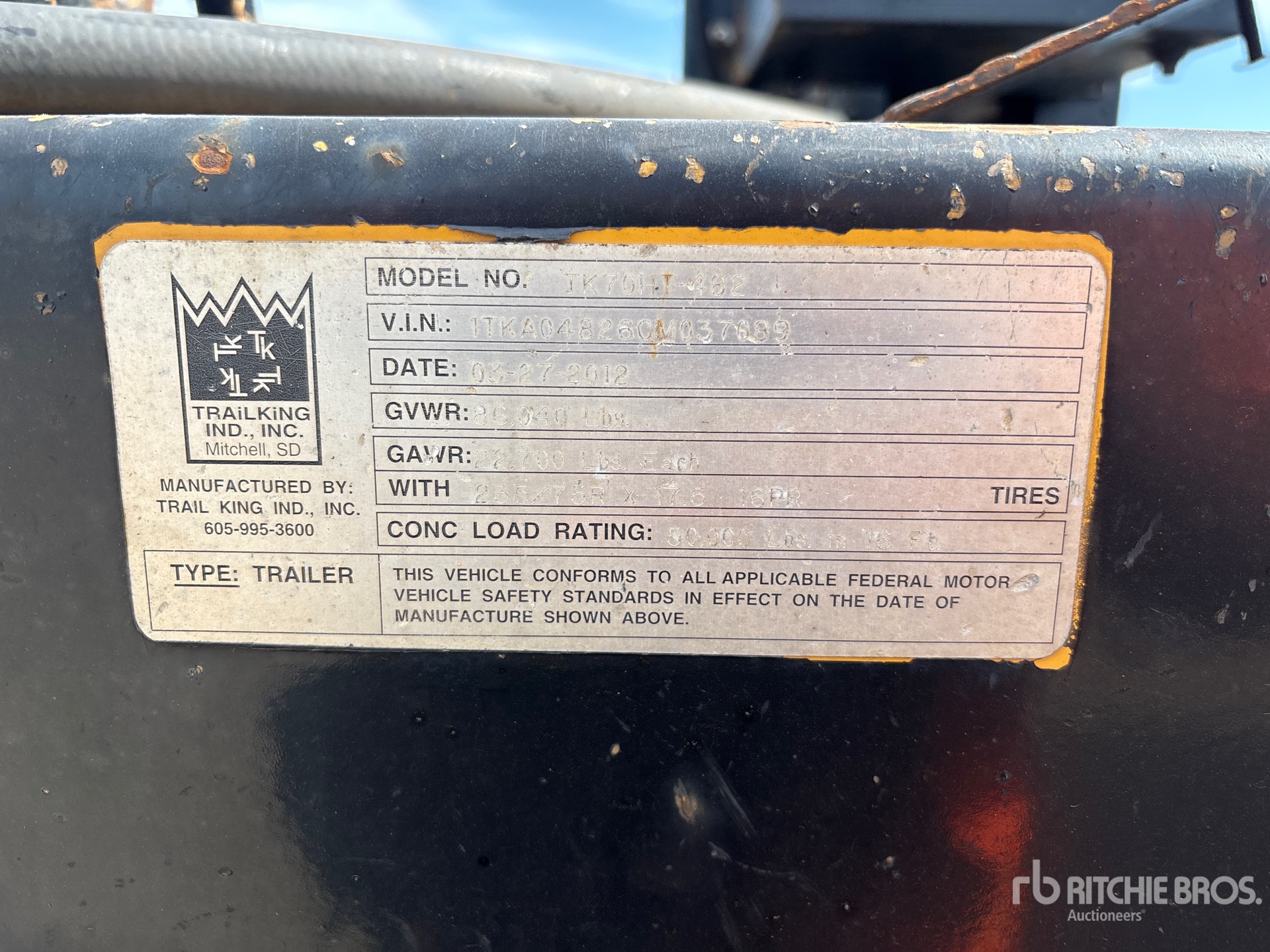 2012 Trail King TK70HT-482