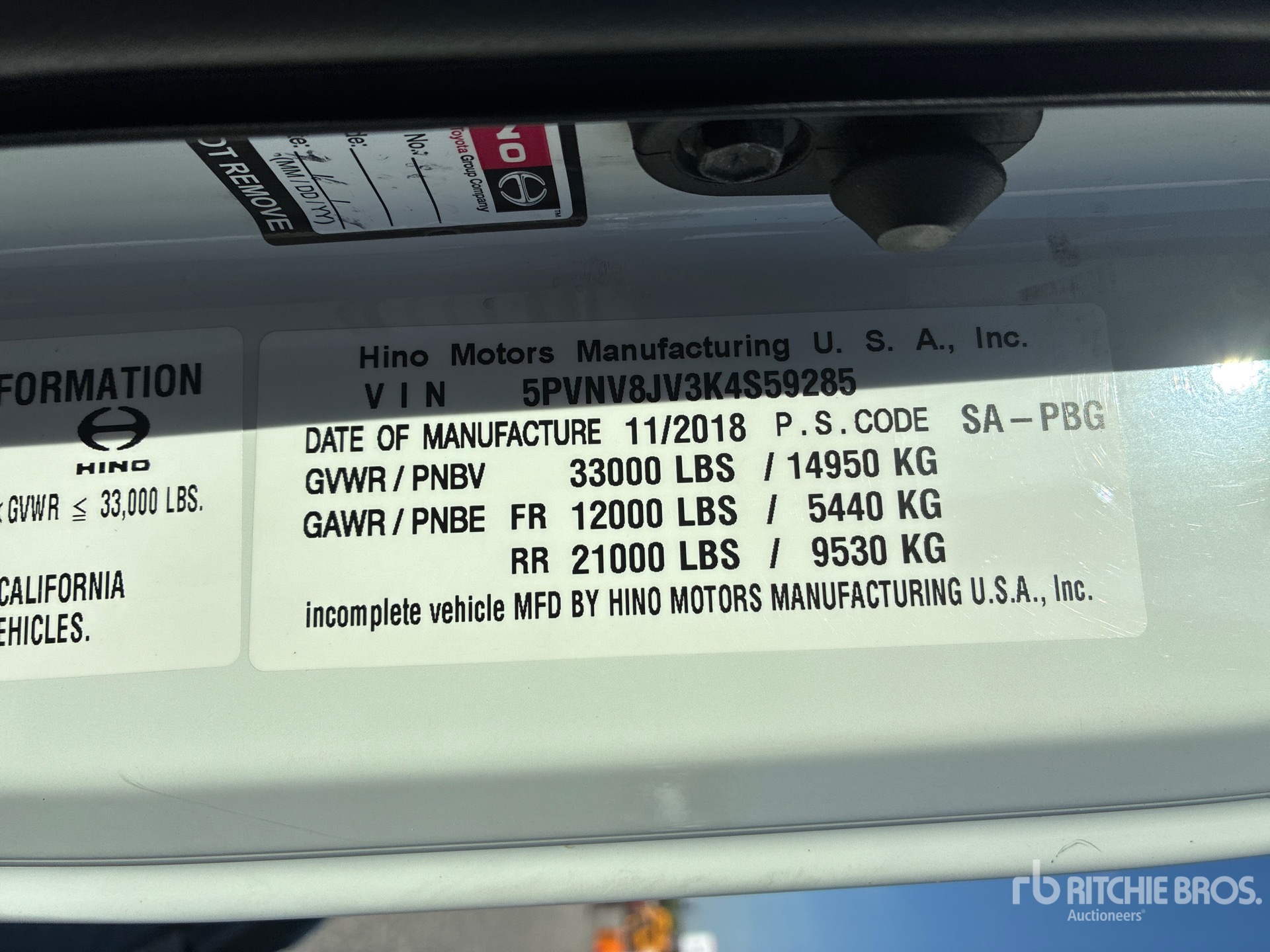 2019 Hino 338