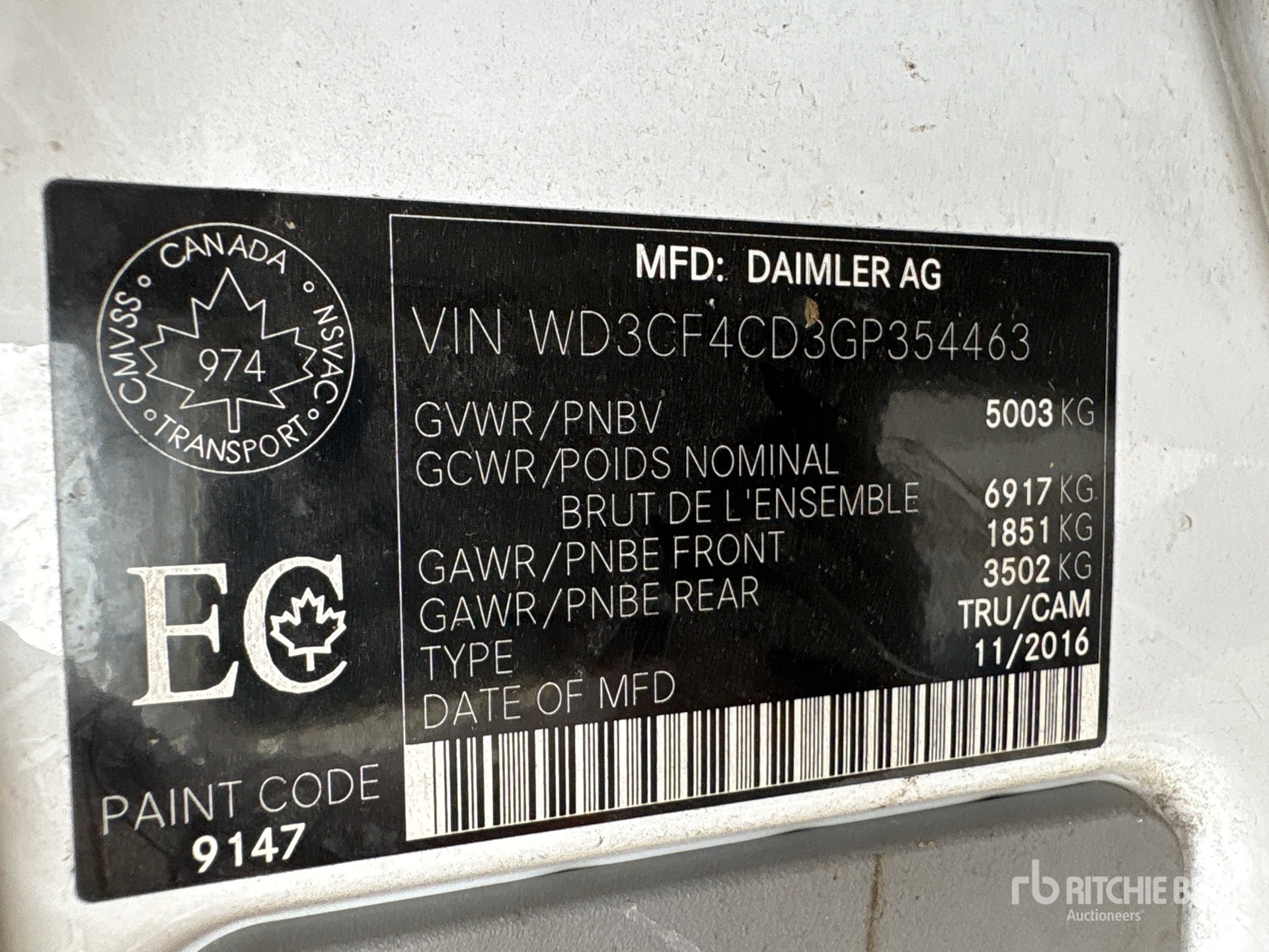 2016 Mercedes-Benz SPRINTER 3500