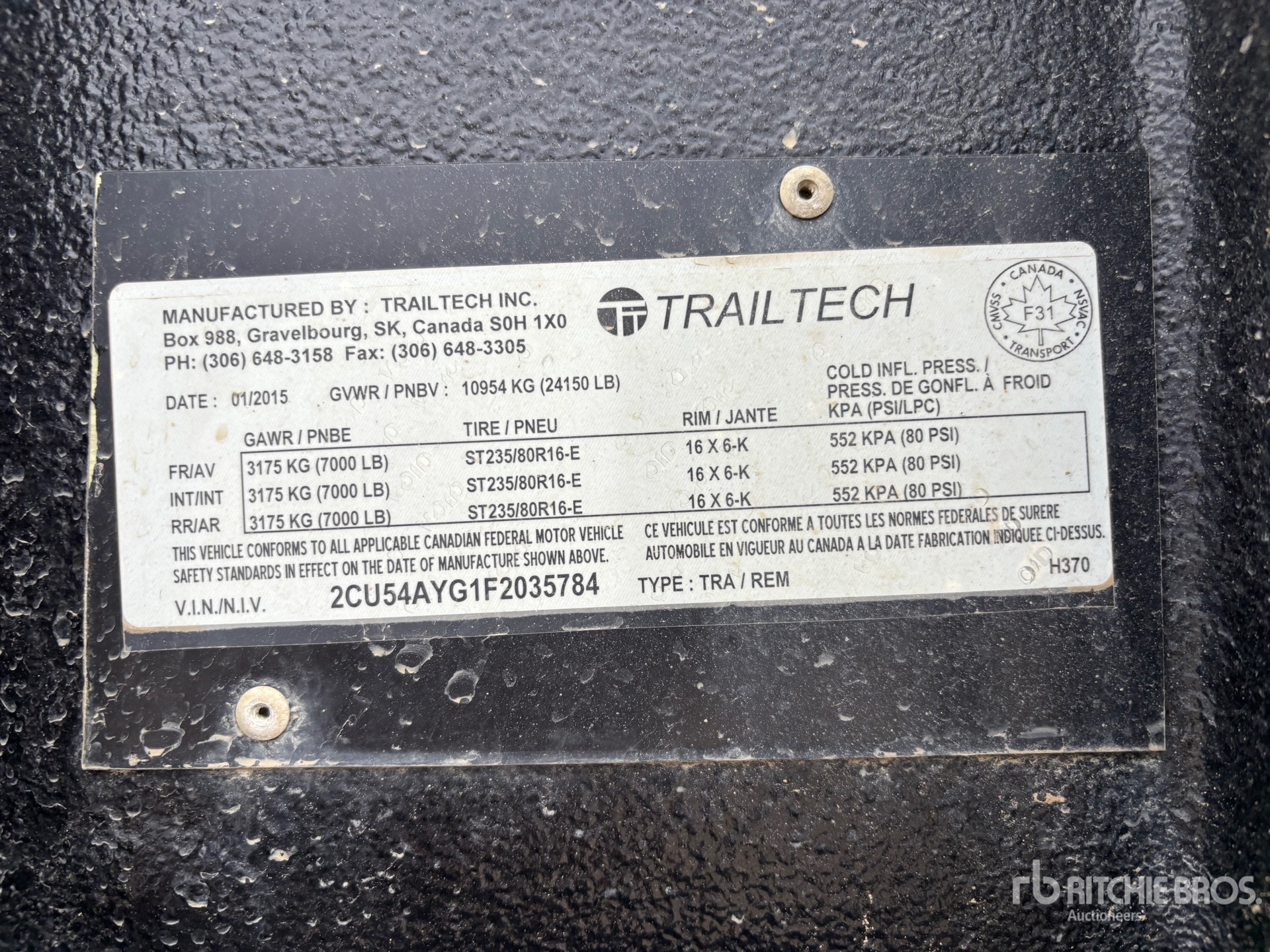 2015 Trailtech 36 ft Tri/A Gooseneck