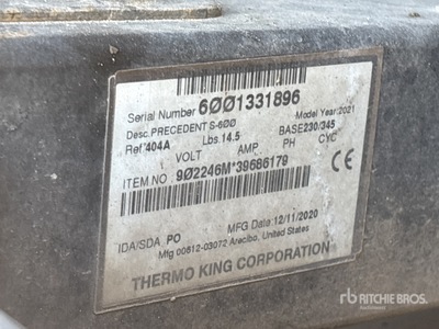 General Appearance with Refrigeration Unit Serial Number