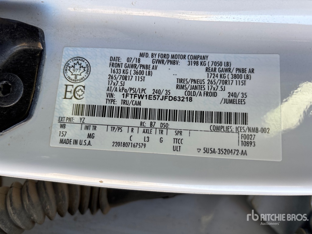 General Appearance with Serial Number / VIN