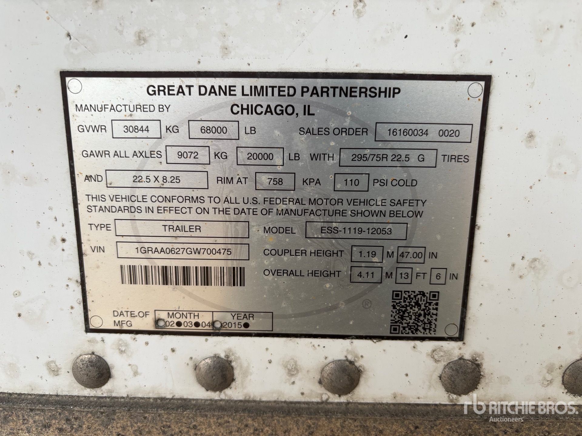2016 Great Dane 53 FT X 102 IN T/A MULTI -TEMP